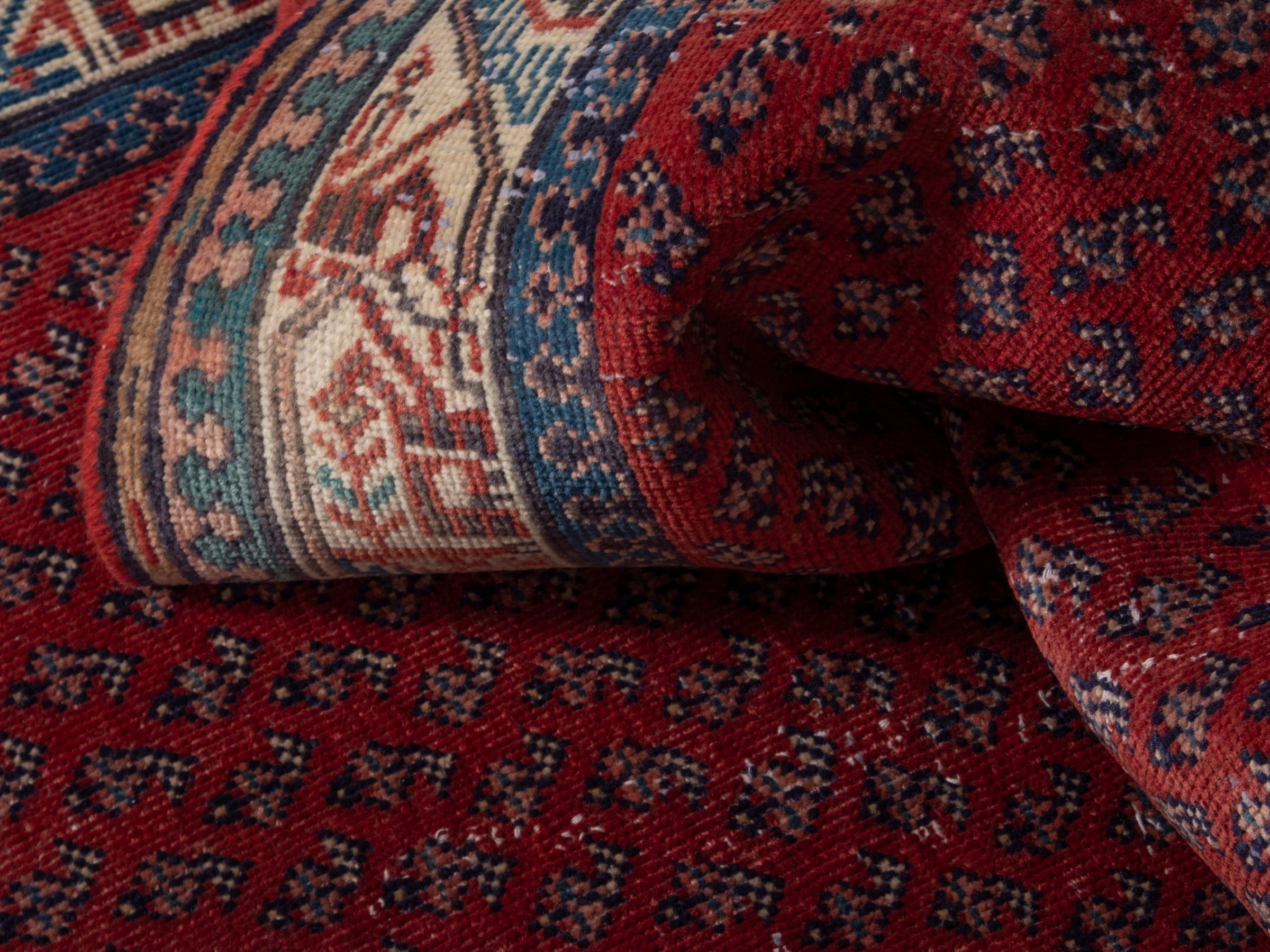 Persian Botteh runner rug in deep red and cream, view 16 of 19