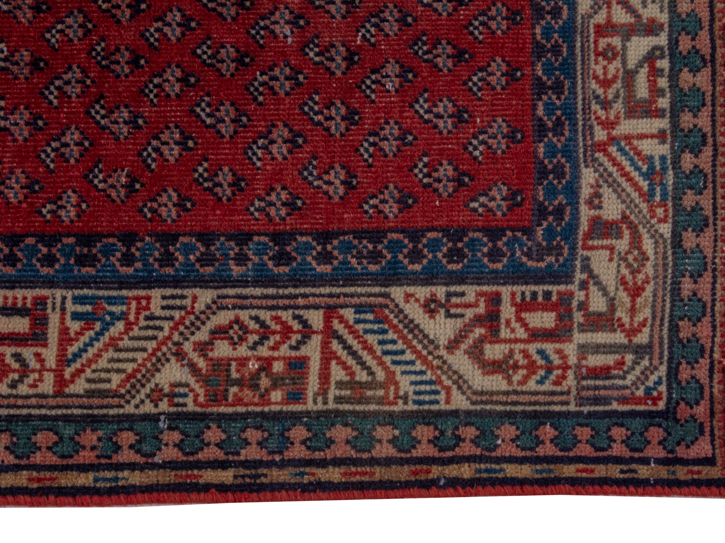 Persian Botteh runner rug in deep red and cream, view 5 of 19