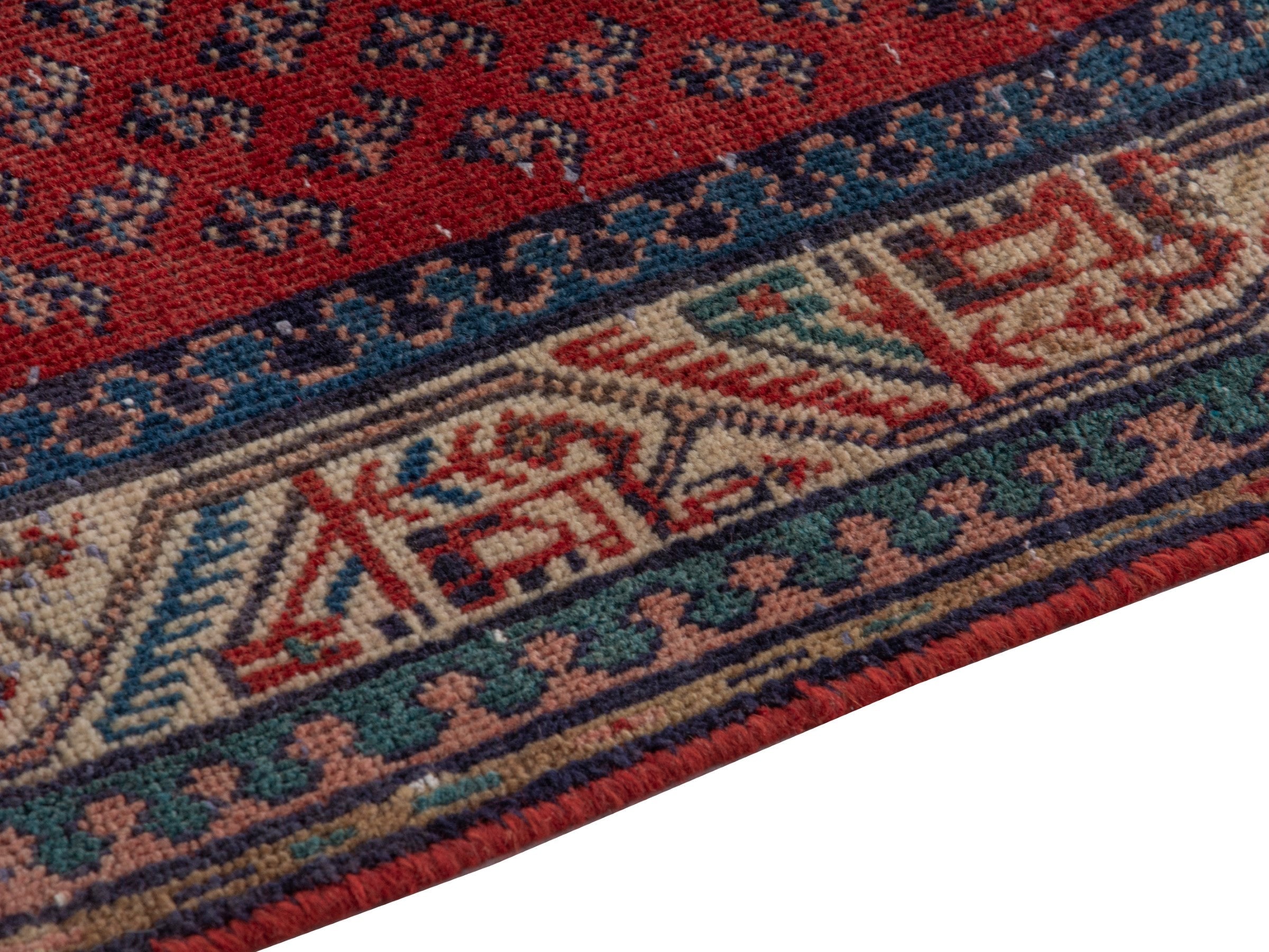 Persian Botteh runner rug in deep red and cream, view 8 of 19