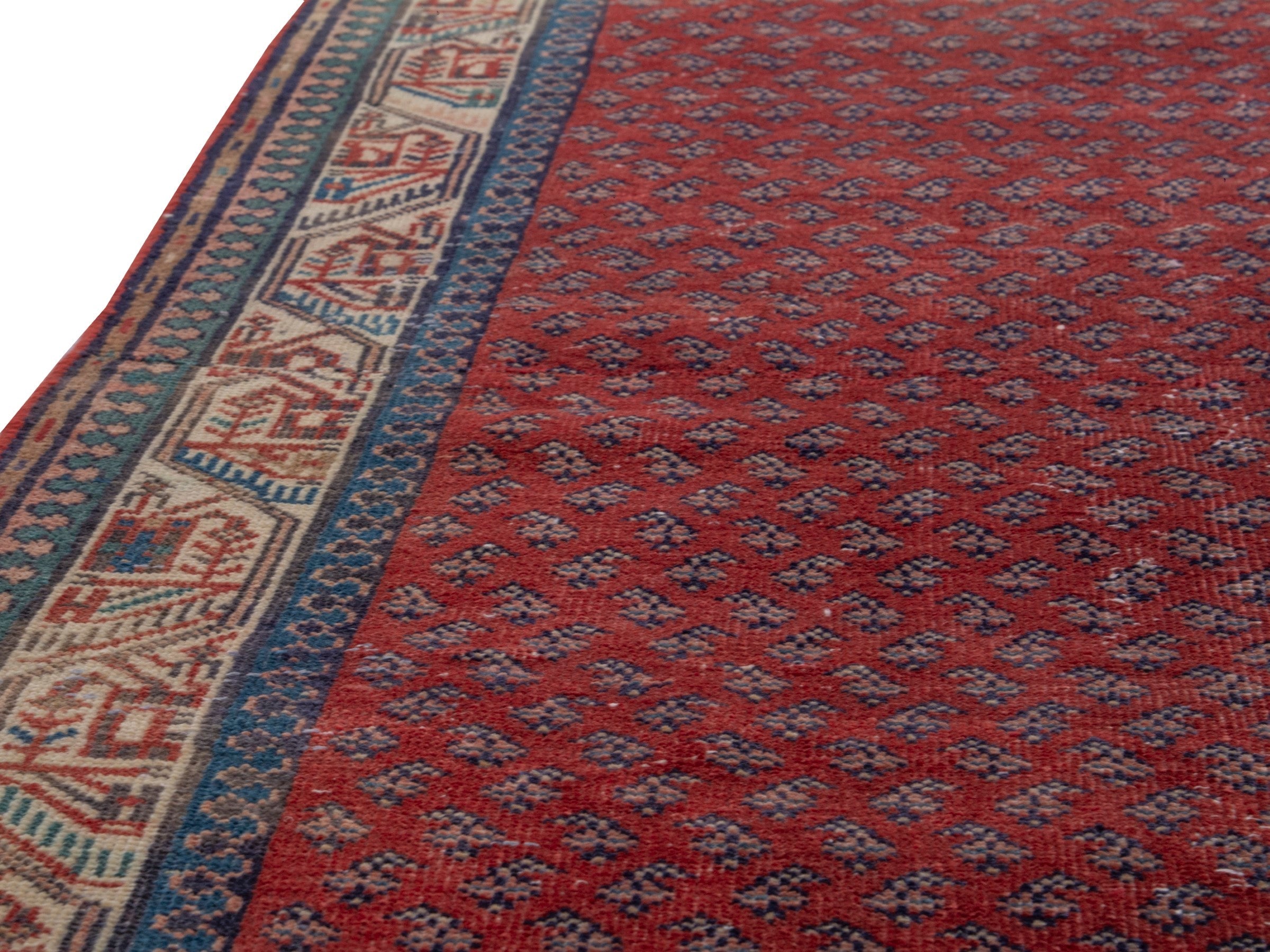 Persian Botteh runner rug in deep red and cream, view 9 of 19