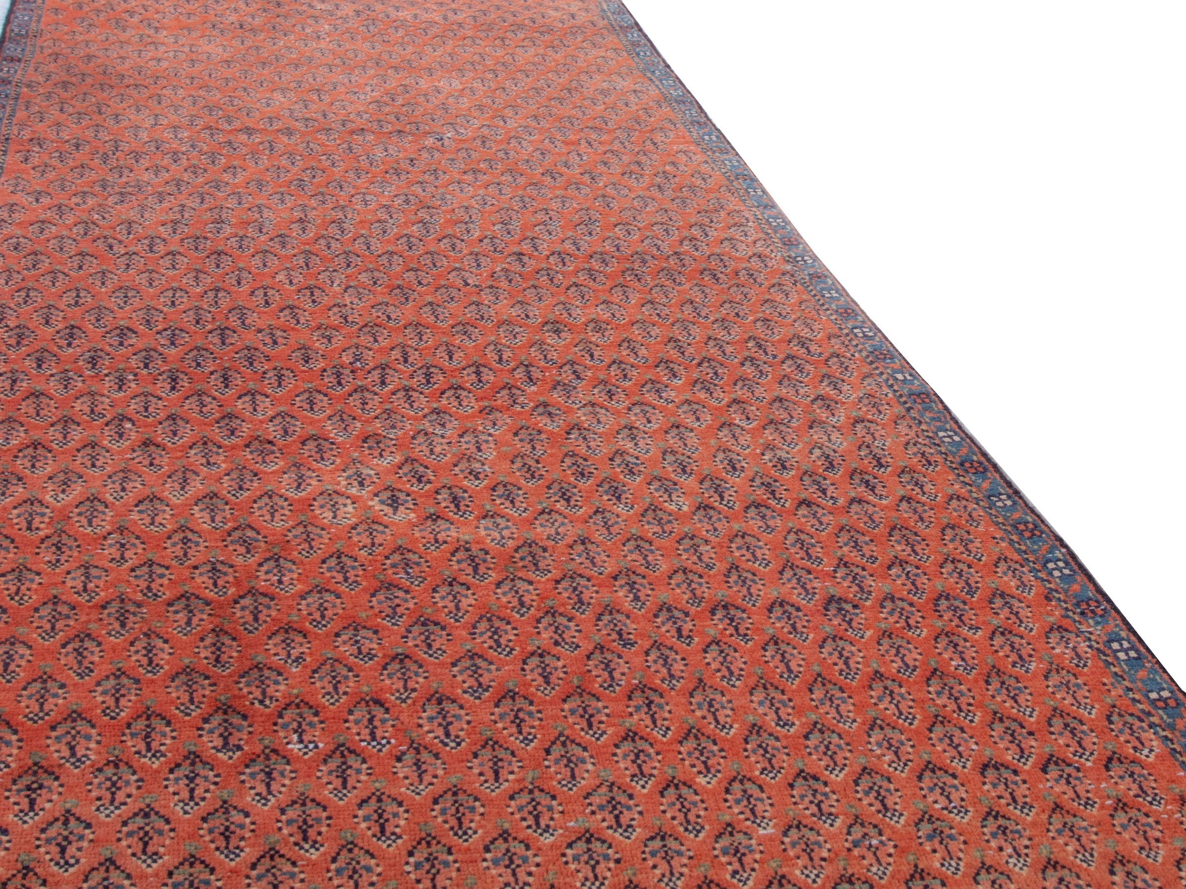 Persian Botteh runner rug in faded red and charcoal, view 10 of 18