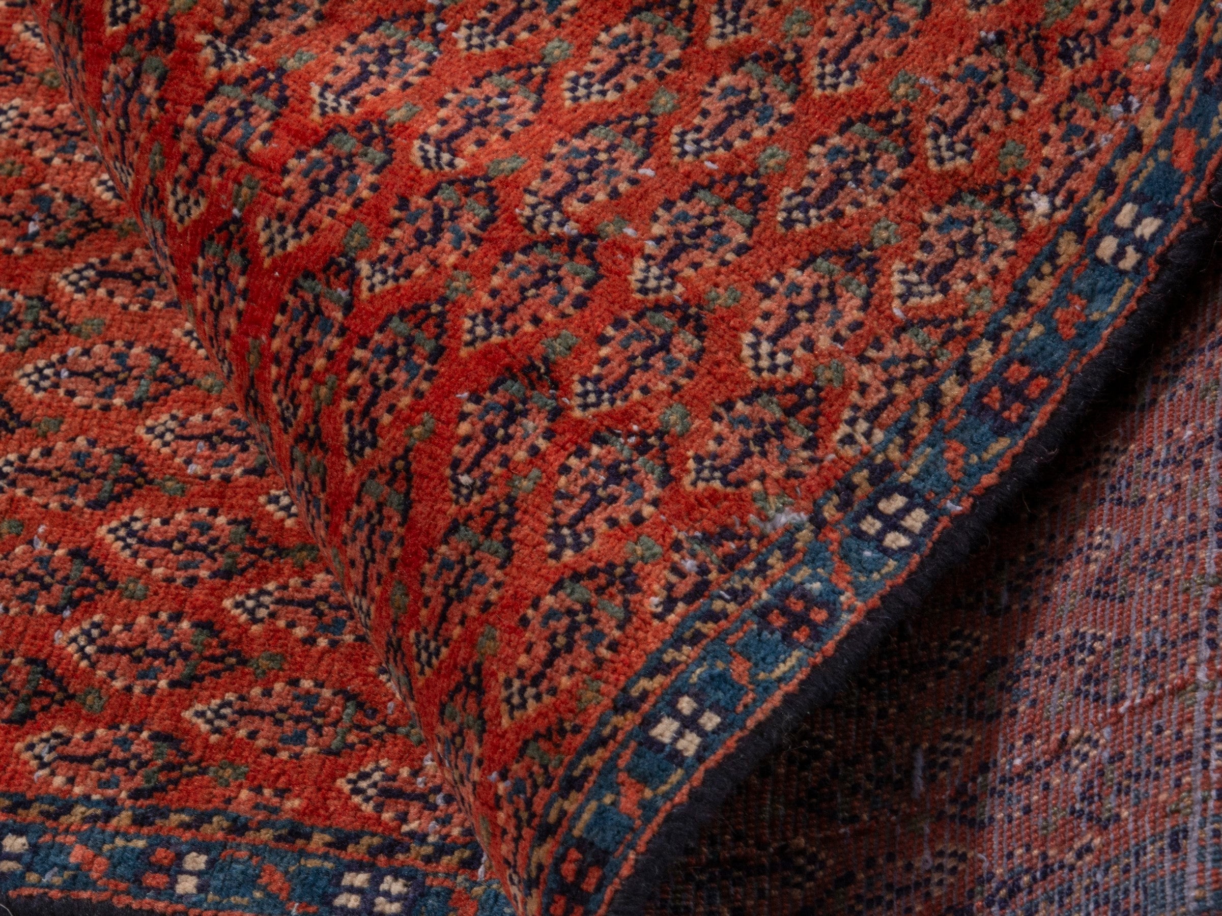 Persian Botteh runner rug in faded red and charcoal, view 14 of 18