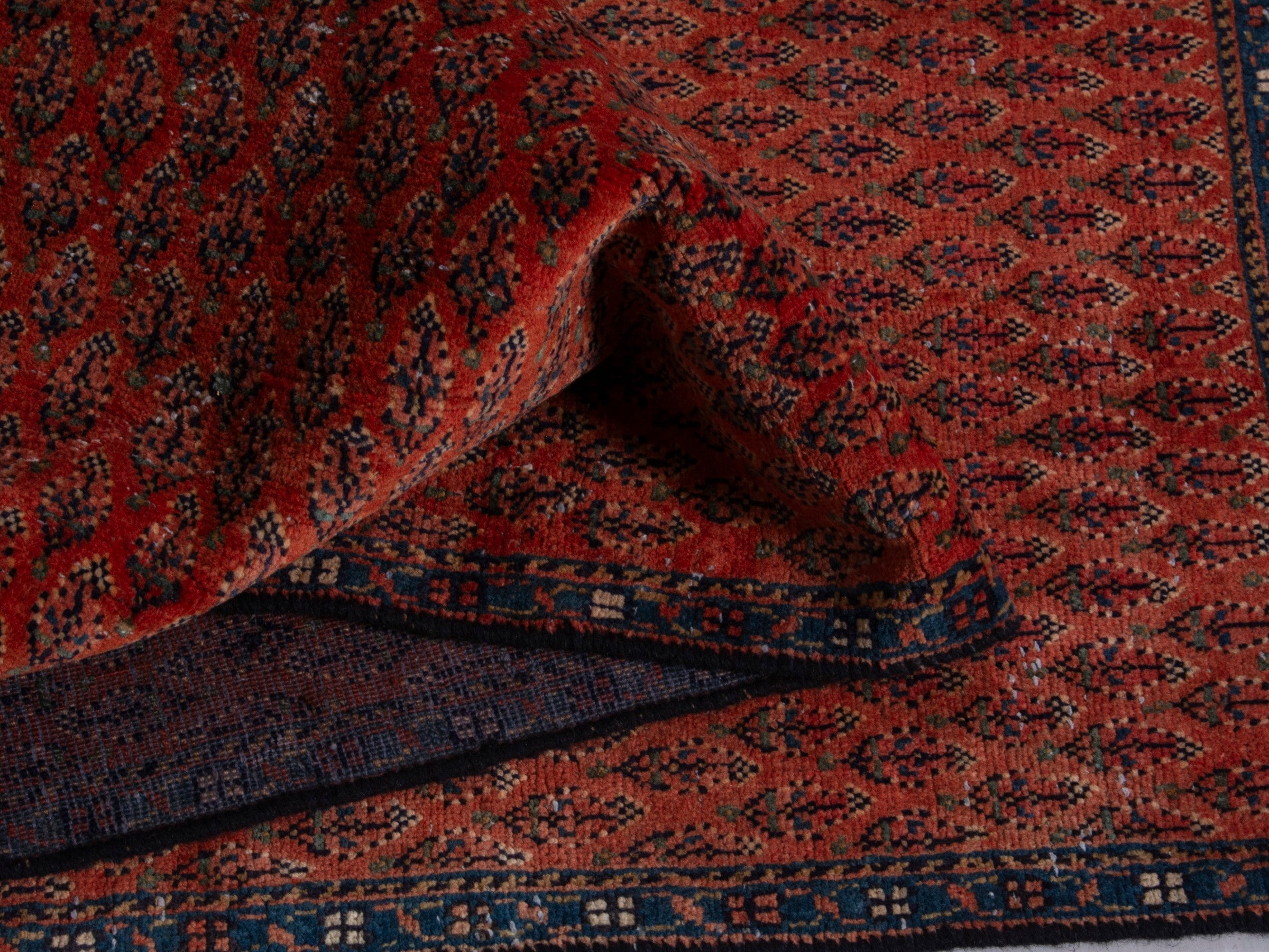 Persian Botteh runner rug in faded red and charcoal, view 16 of 18
