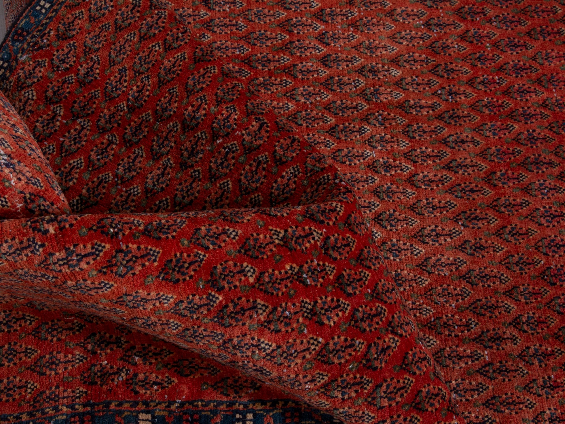 Persian Botteh runner rug in faded red and charcoal, view 17 of 18