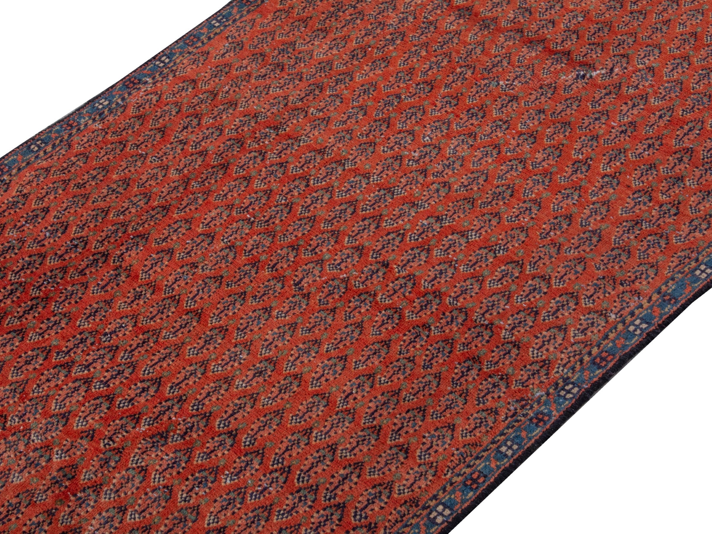 Persian Botteh runner rug in faded red and charcoal, view 4 of 18