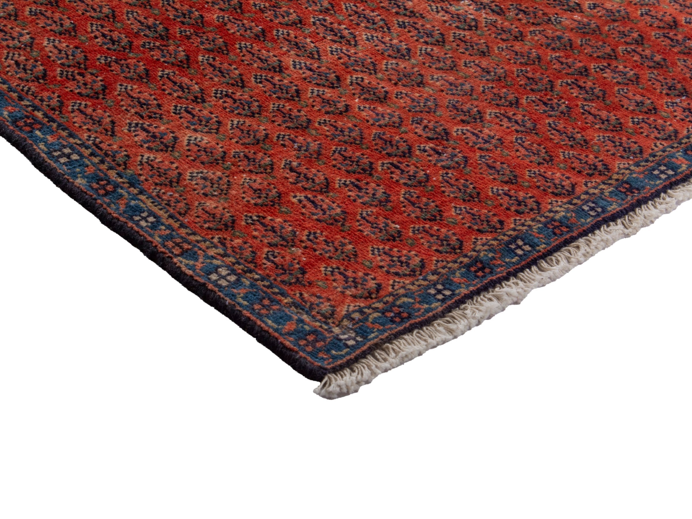 Persian Botteh runner rug in faded red and charcoal, view 6 of 18