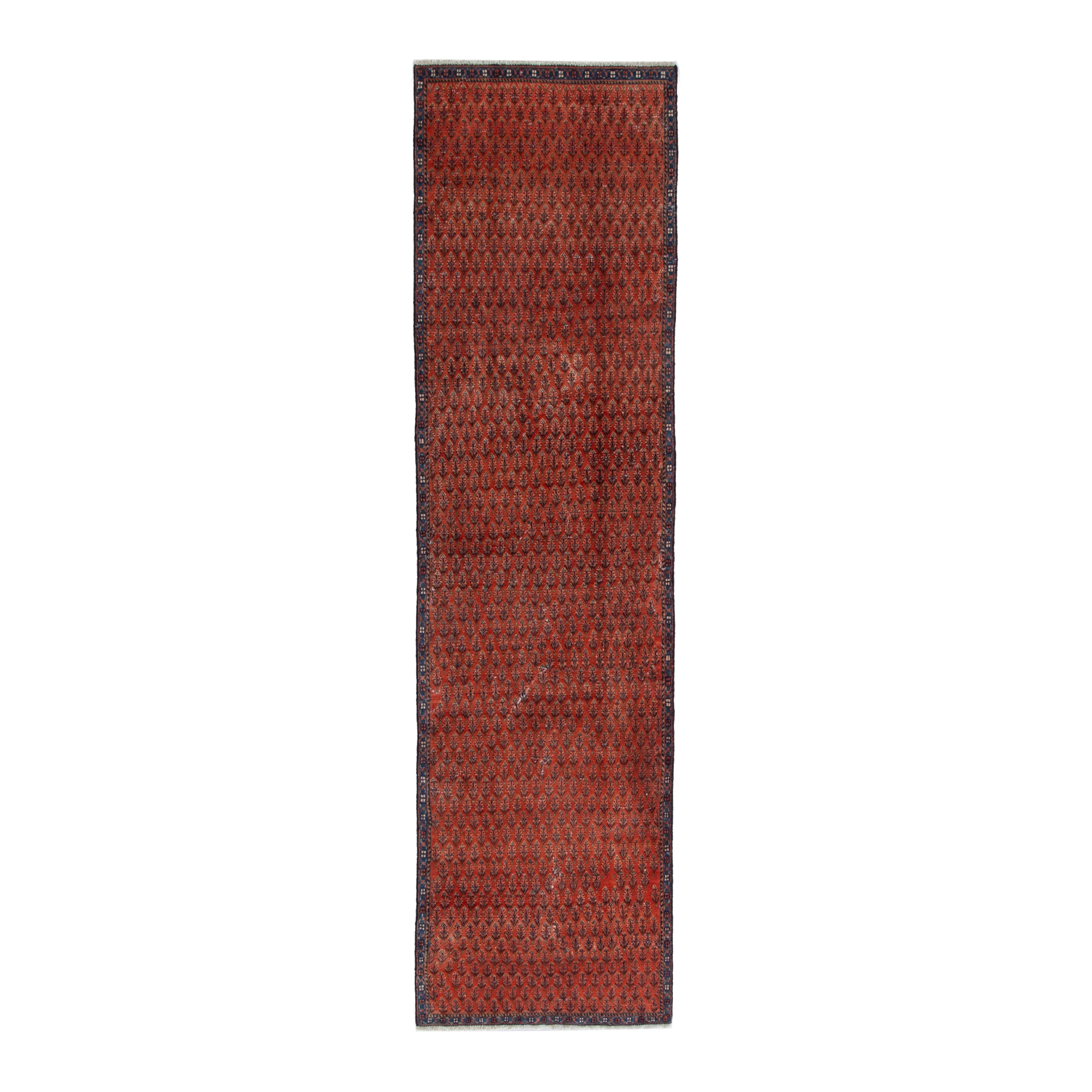 Persian Botteh runner rug in faded red and charcoal, 2'8" x 8'11"