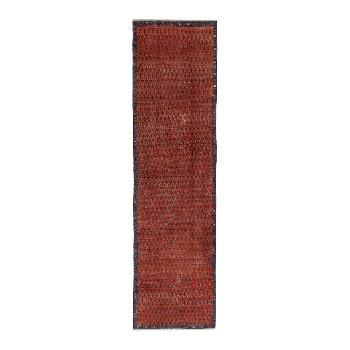 Persian Botteh runner rug in faded red and charcoal, 2'8" x 8'11"