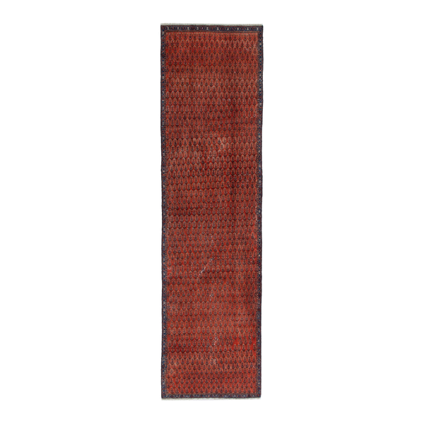 Persian Botteh runner rug in faded red and charcoal, 2'8" x 8'11"