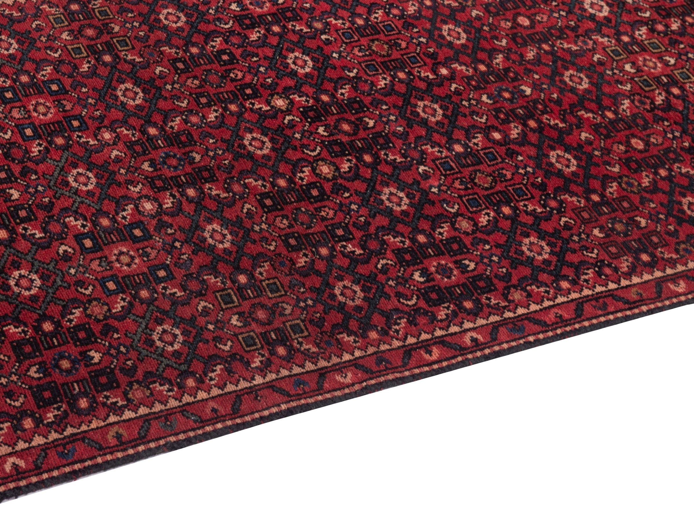 Persian Hamedan runner rug in burgundy and muted pink, view 8 of 19
