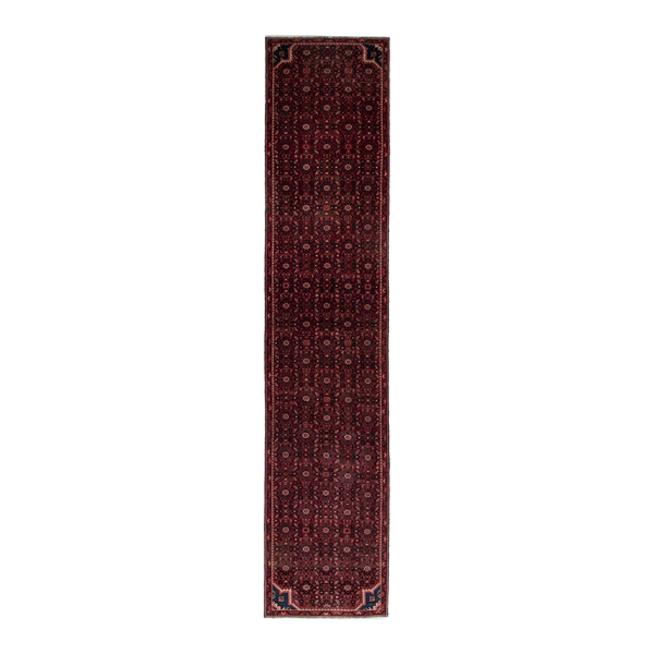 Persian Hamedan runner rug in burgundy and muted pink, 2'7" x 12'2"