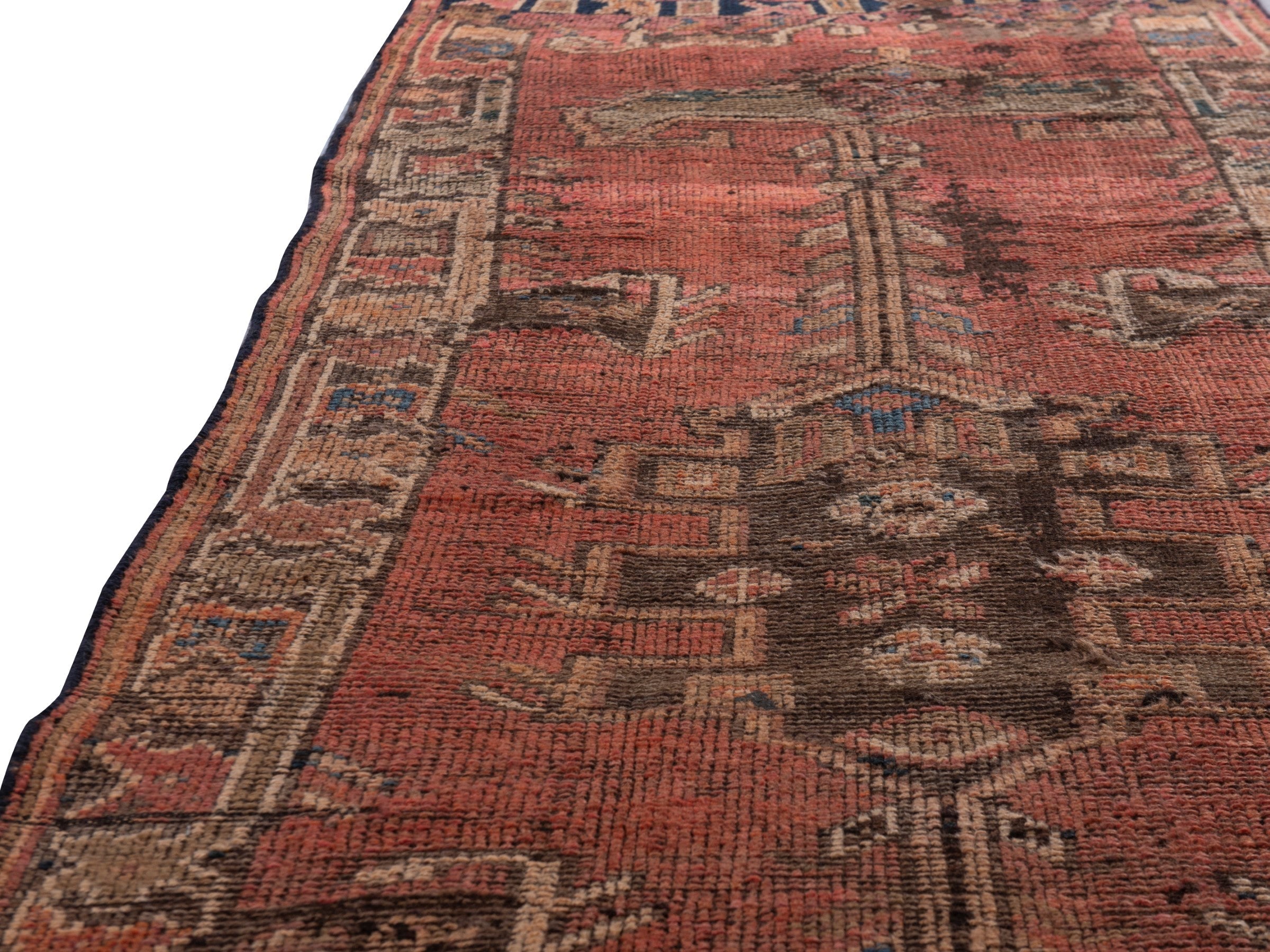 Persian Shiraz runner rug in rust and faded red, view 10 of 19