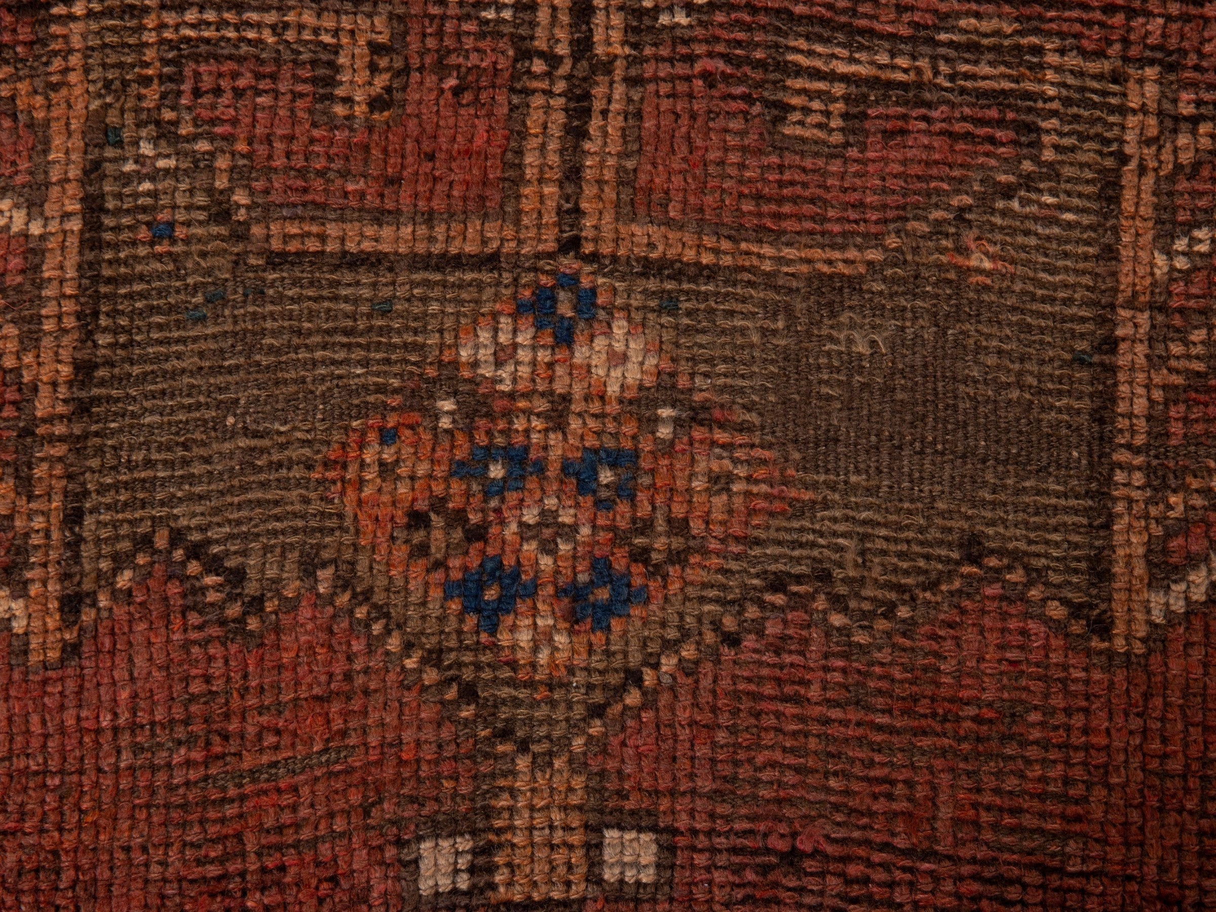 Persian Shiraz runner rug in rust and faded red, view 11 of 19