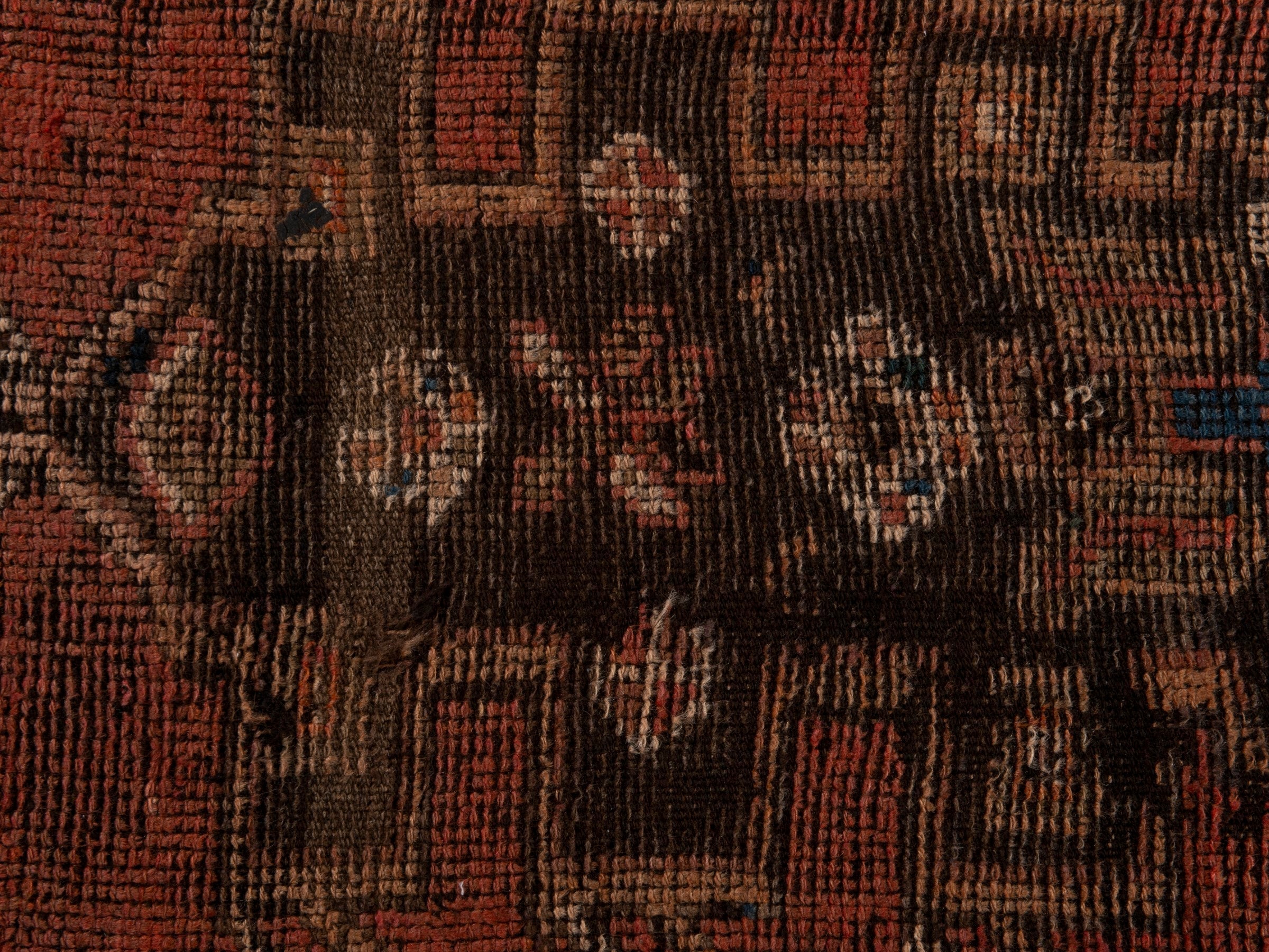 Persian Shiraz runner rug in rust and faded red, view 13 of 19