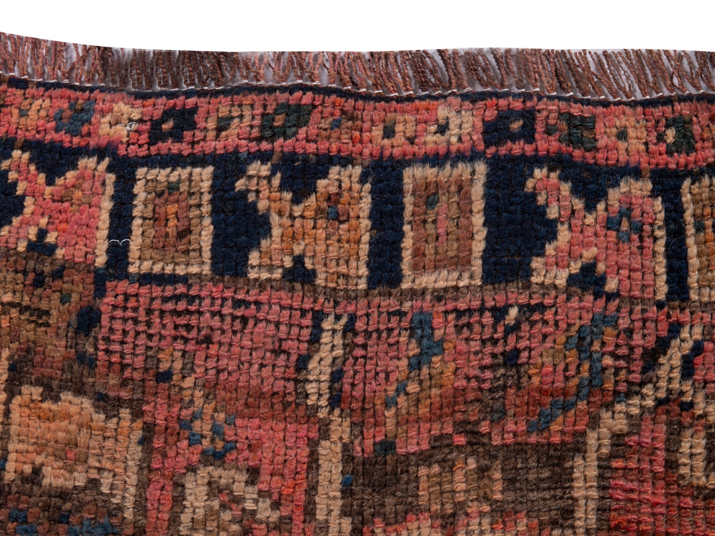 Persian Shiraz runner rug in rust and faded red, view 14 of 19