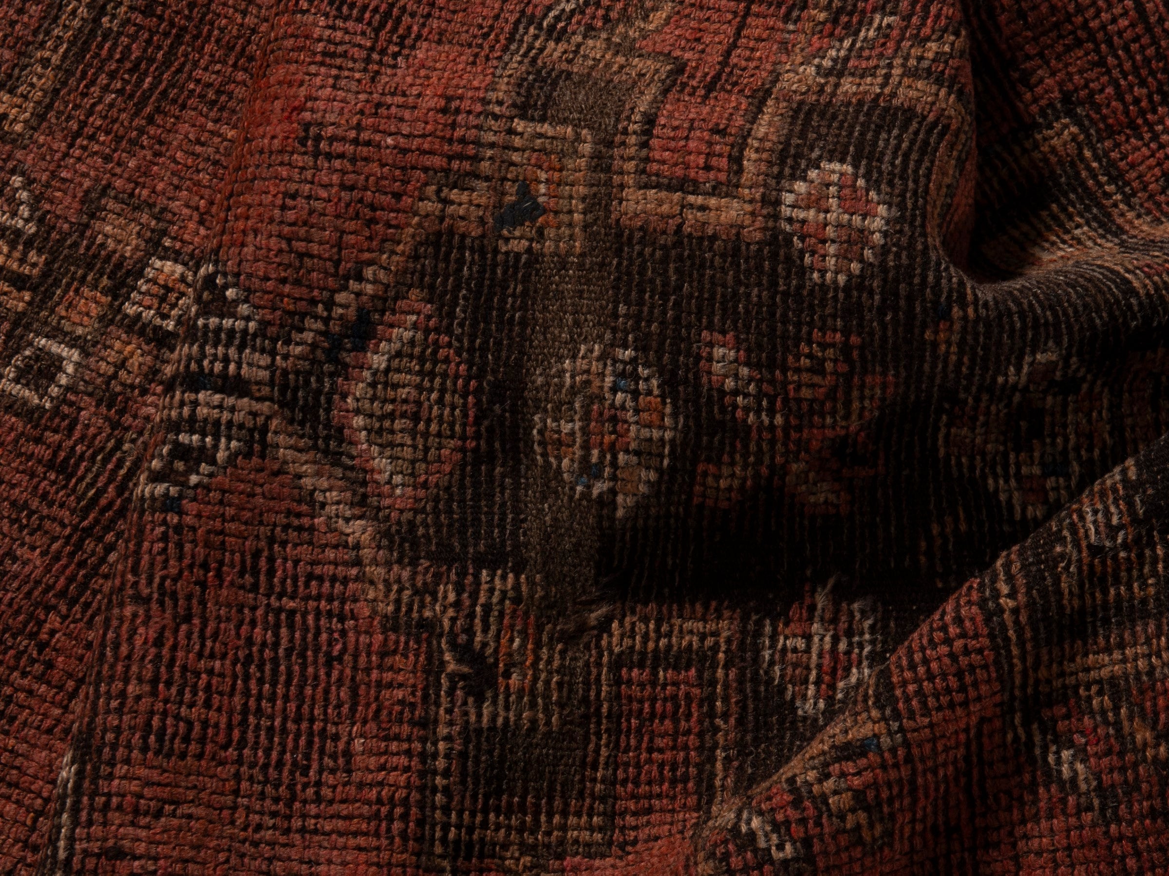 Persian Shiraz runner rug in rust and faded red, view 16 of 19
