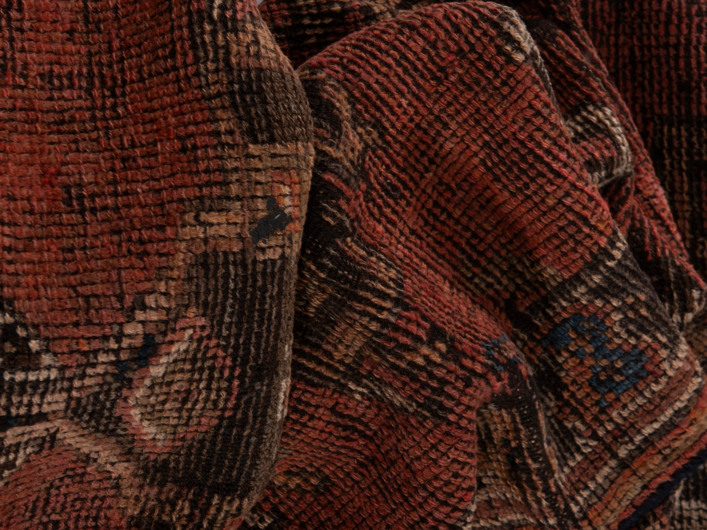 Persian Shiraz runner rug in rust and faded red, view 17 of 19