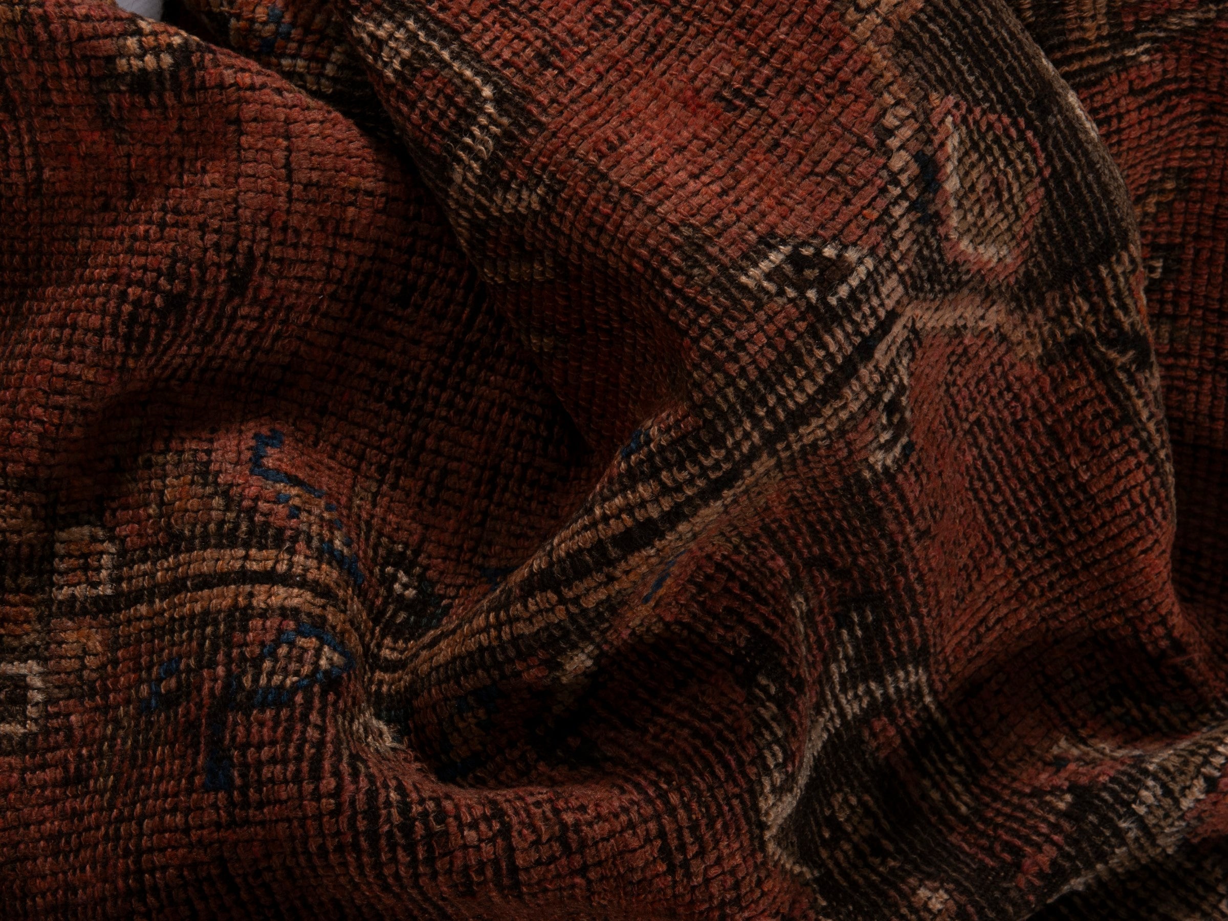 Persian Shiraz runner rug in rust and faded red, view 18 of 19