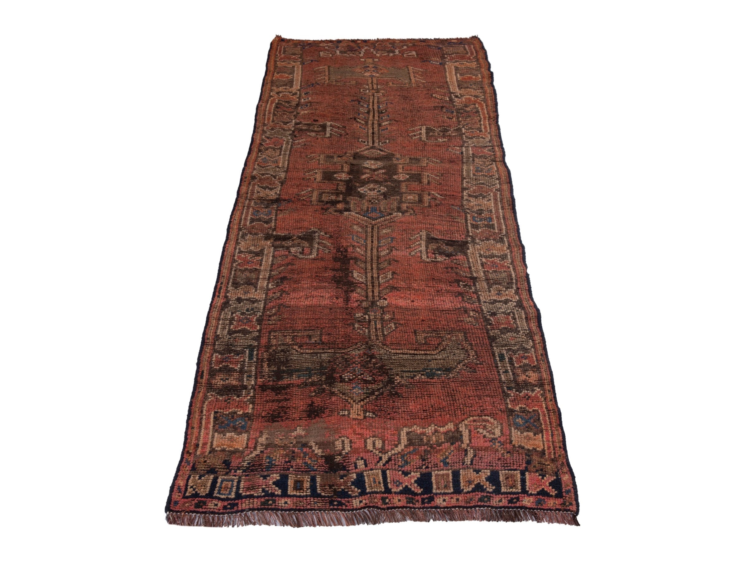 Persian Shiraz runner rug in rust and faded red, view 3 of 19