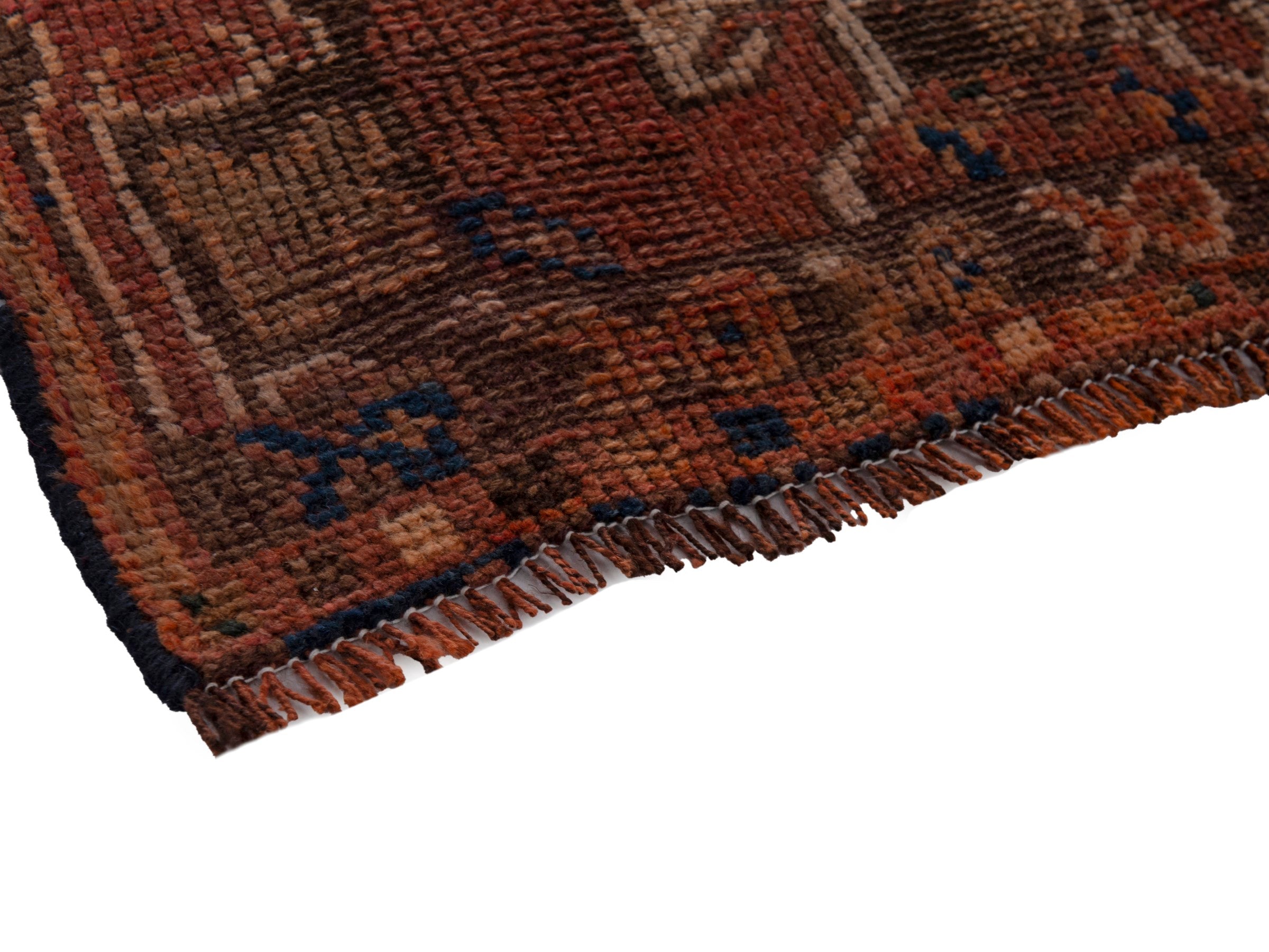 Persian Shiraz runner rug in rust and faded red, view 6 of 19