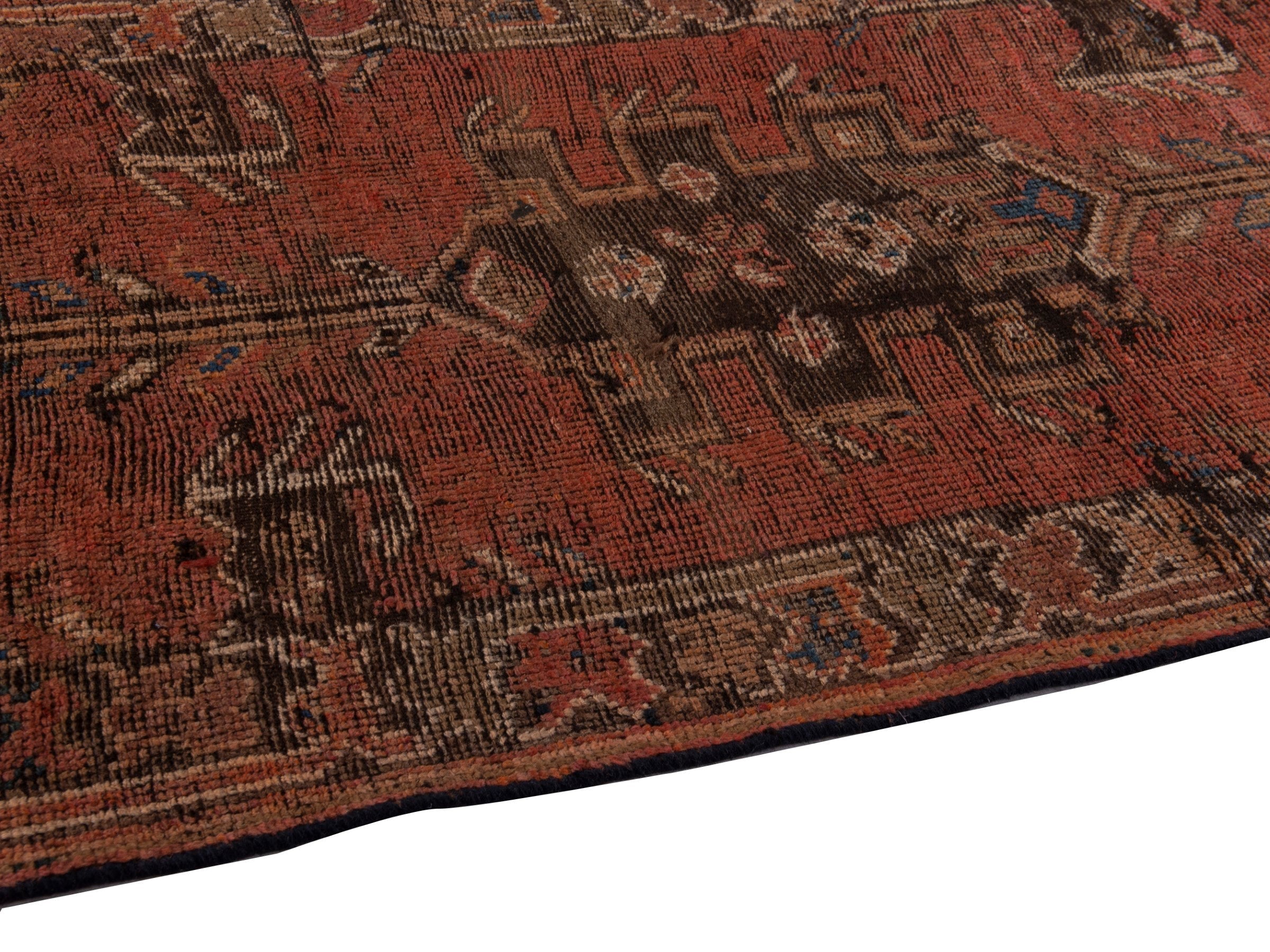 Persian Shiraz runner rug in rust and faded red, view 8 of 19