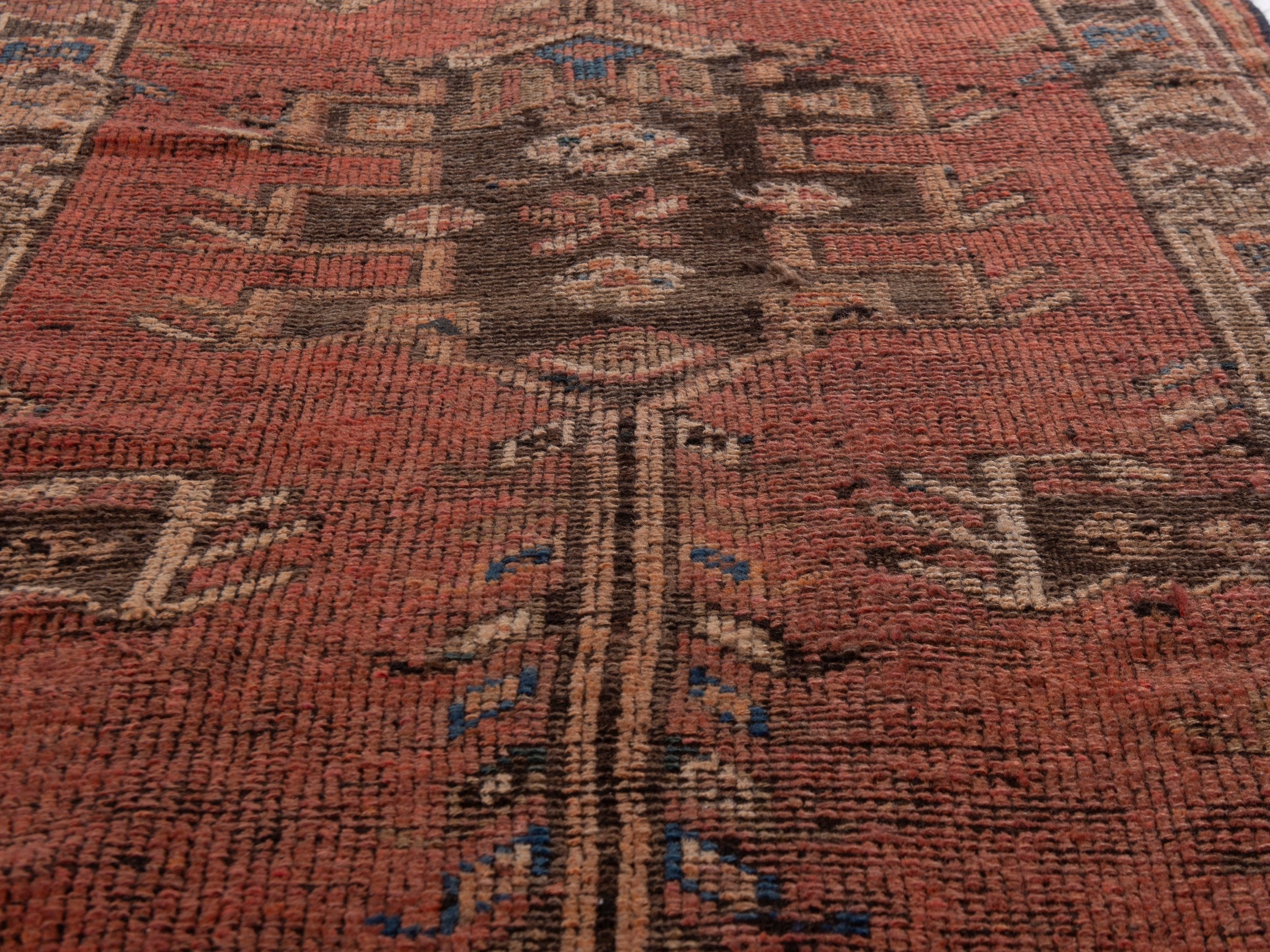 Persian Shiraz runner rug in rust and faded red, view 9 of 19