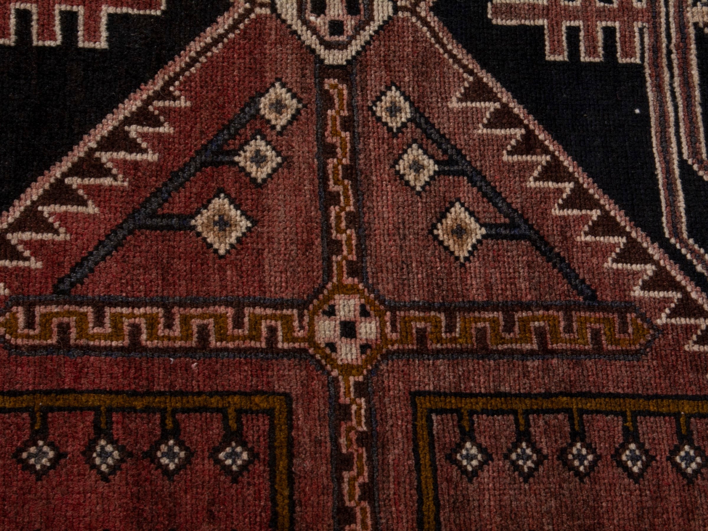 Persian Saveh runner rug in burgundy and cream, view 13 of 19