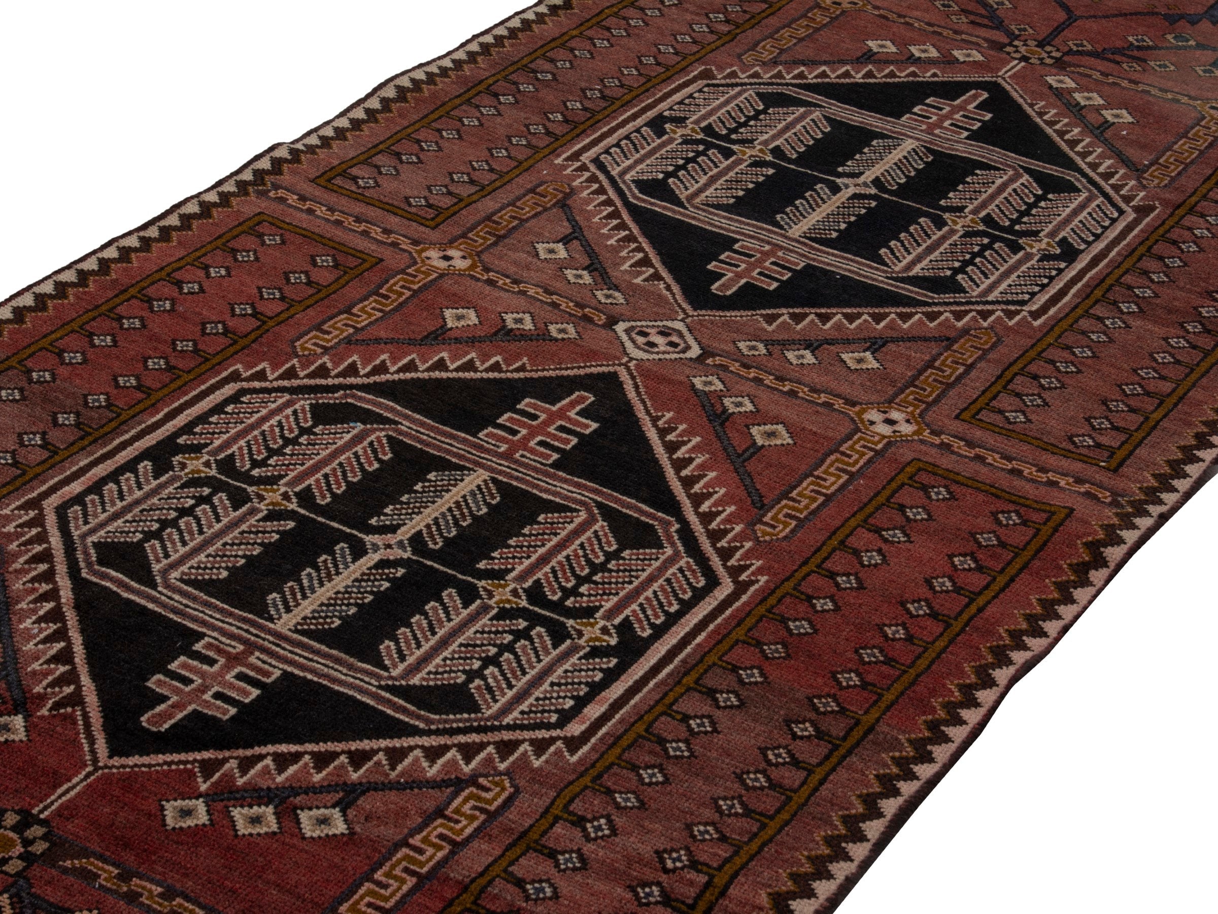 Persian Saveh runner rug in burgundy and cream, view 10 of 19