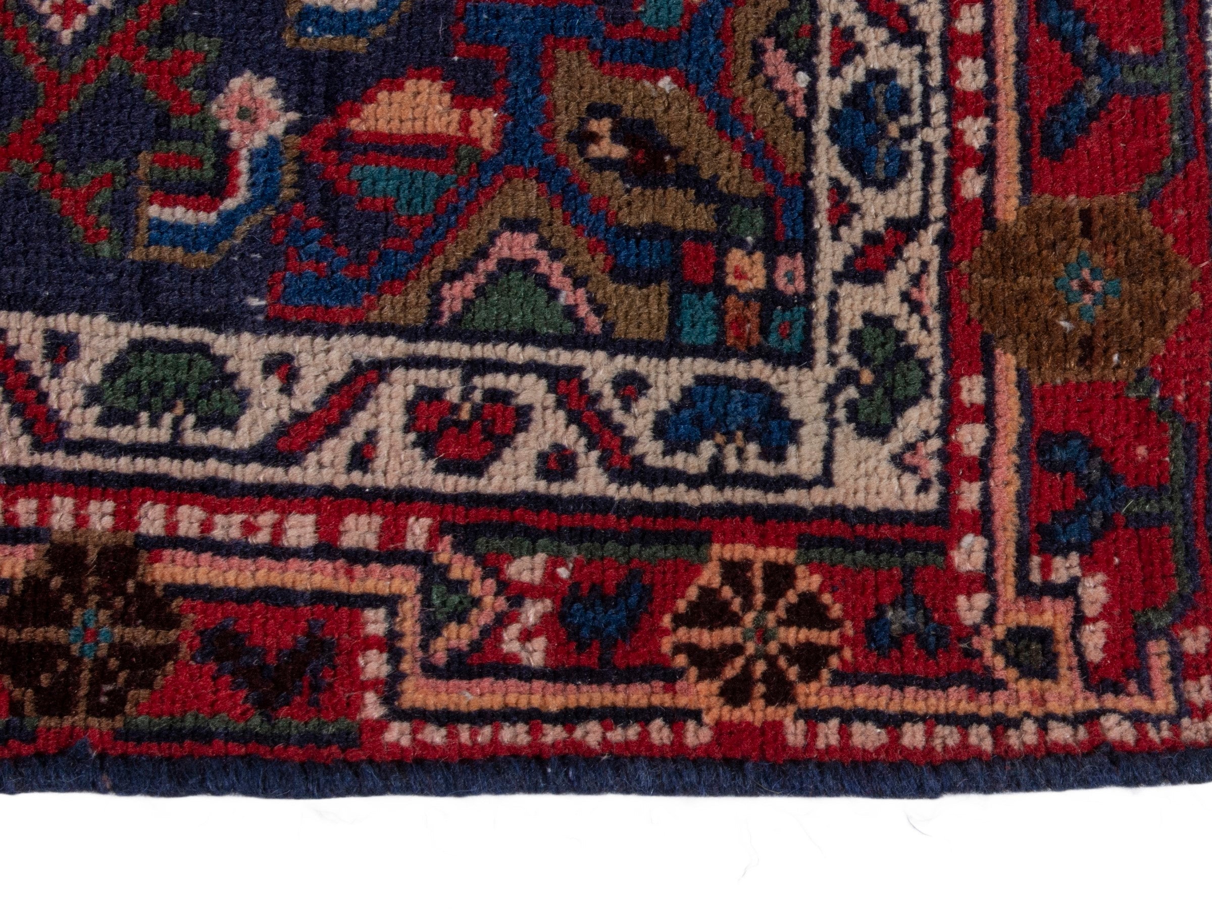 Persian Mahal runner rug in deep indigo and burgundy, view 5 of 20