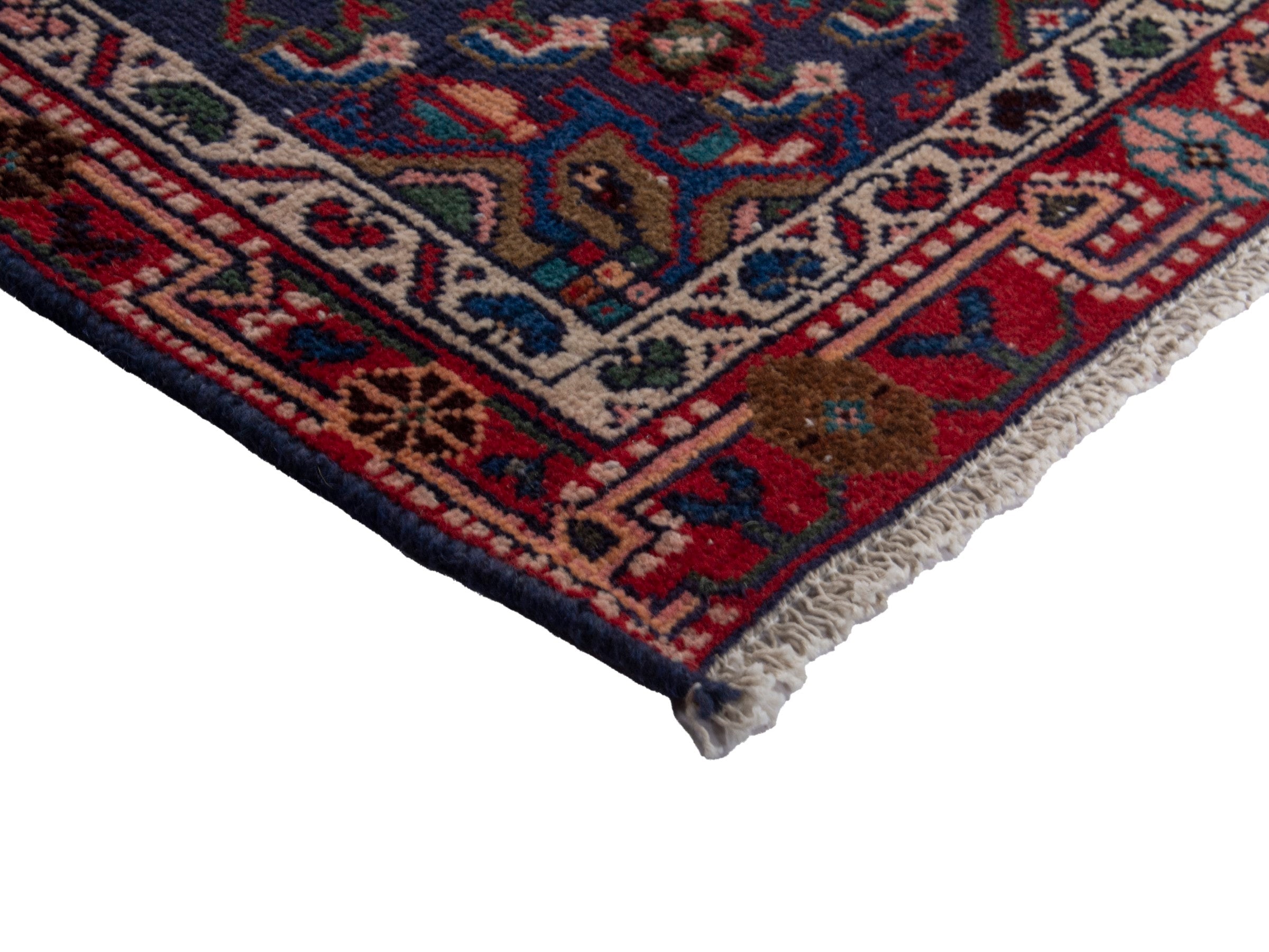Persian Mahal runner rug in deep indigo and burgundy, view 6 of 20