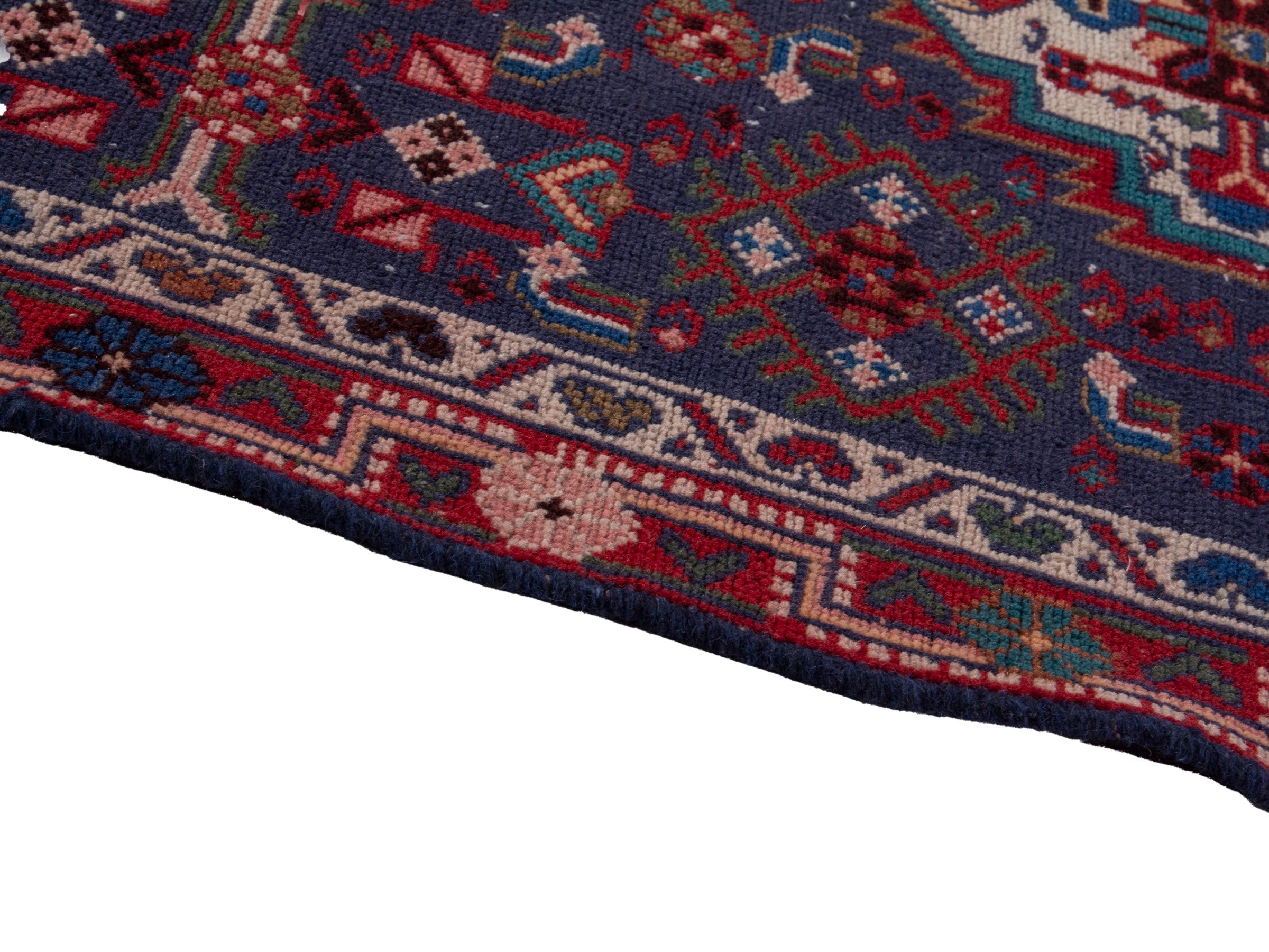 Persian Mahal runner rug in deep indigo and burgundy, view 9 of 20