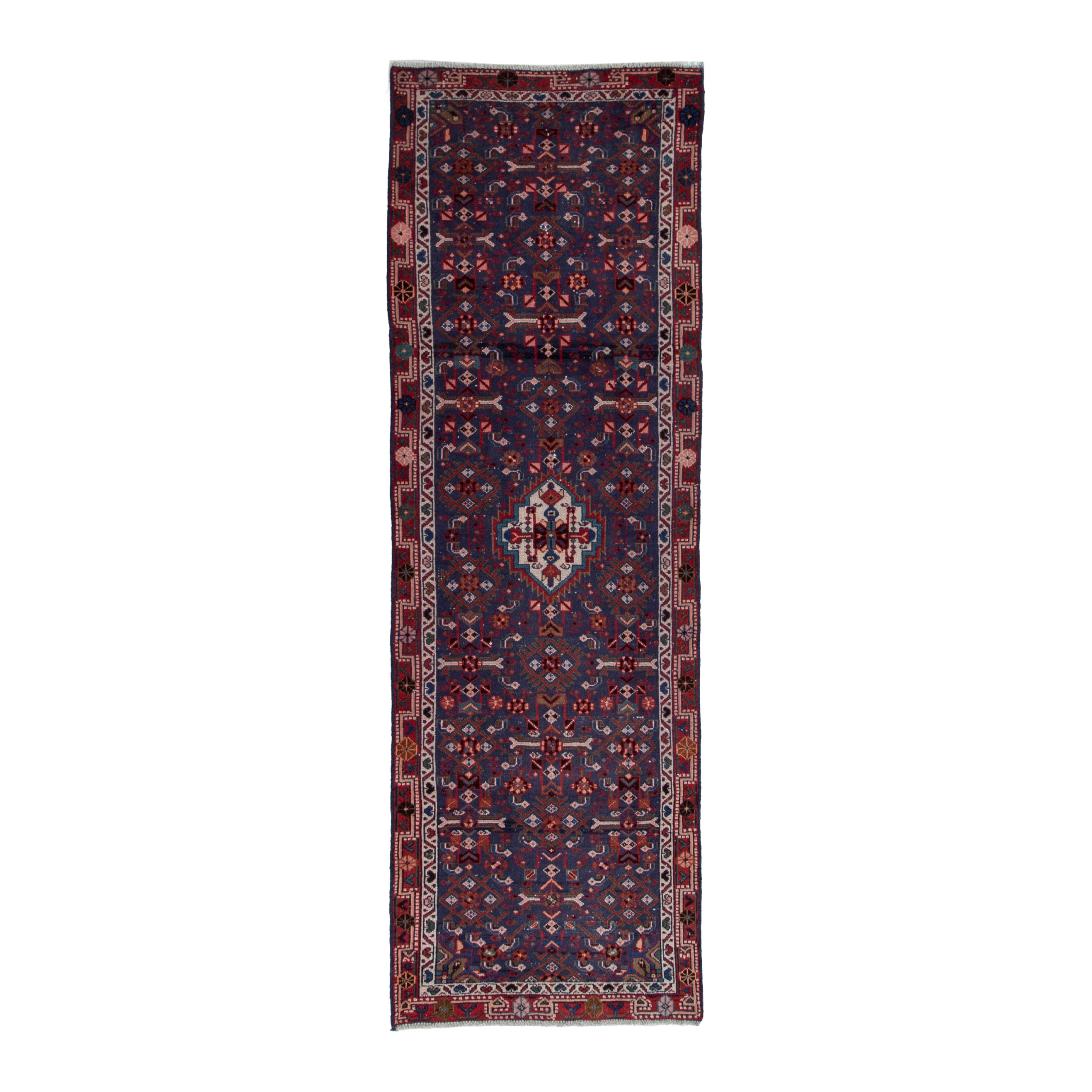 Persian Mahal runner rug in deep indigo and burgundy, 2'11" x 8'10"