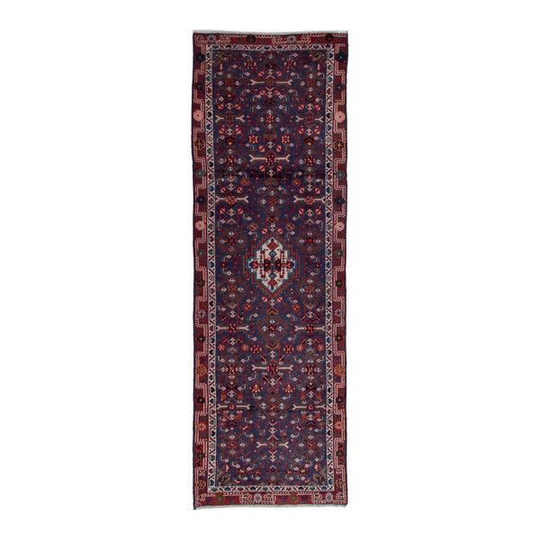 Persian Mahal runner rug in deep indigo and burgundy, 2'11" x 8'10"