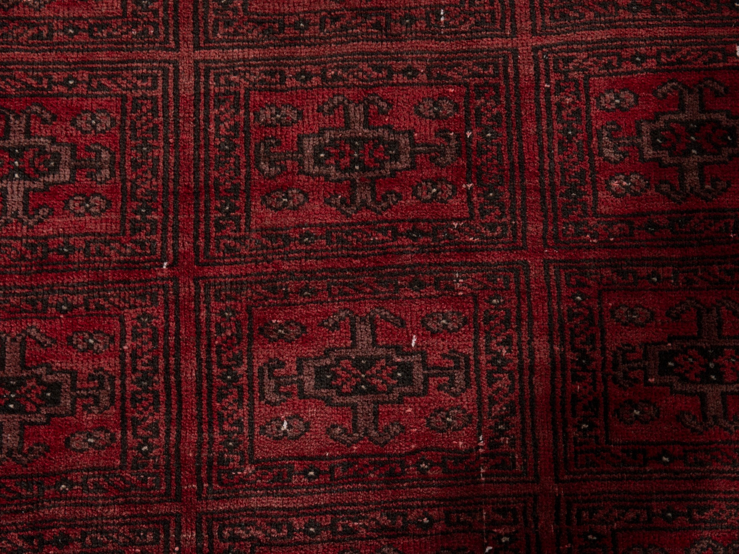 Persian Baluch runner rug in burgundy and deep red, view 13 of 18