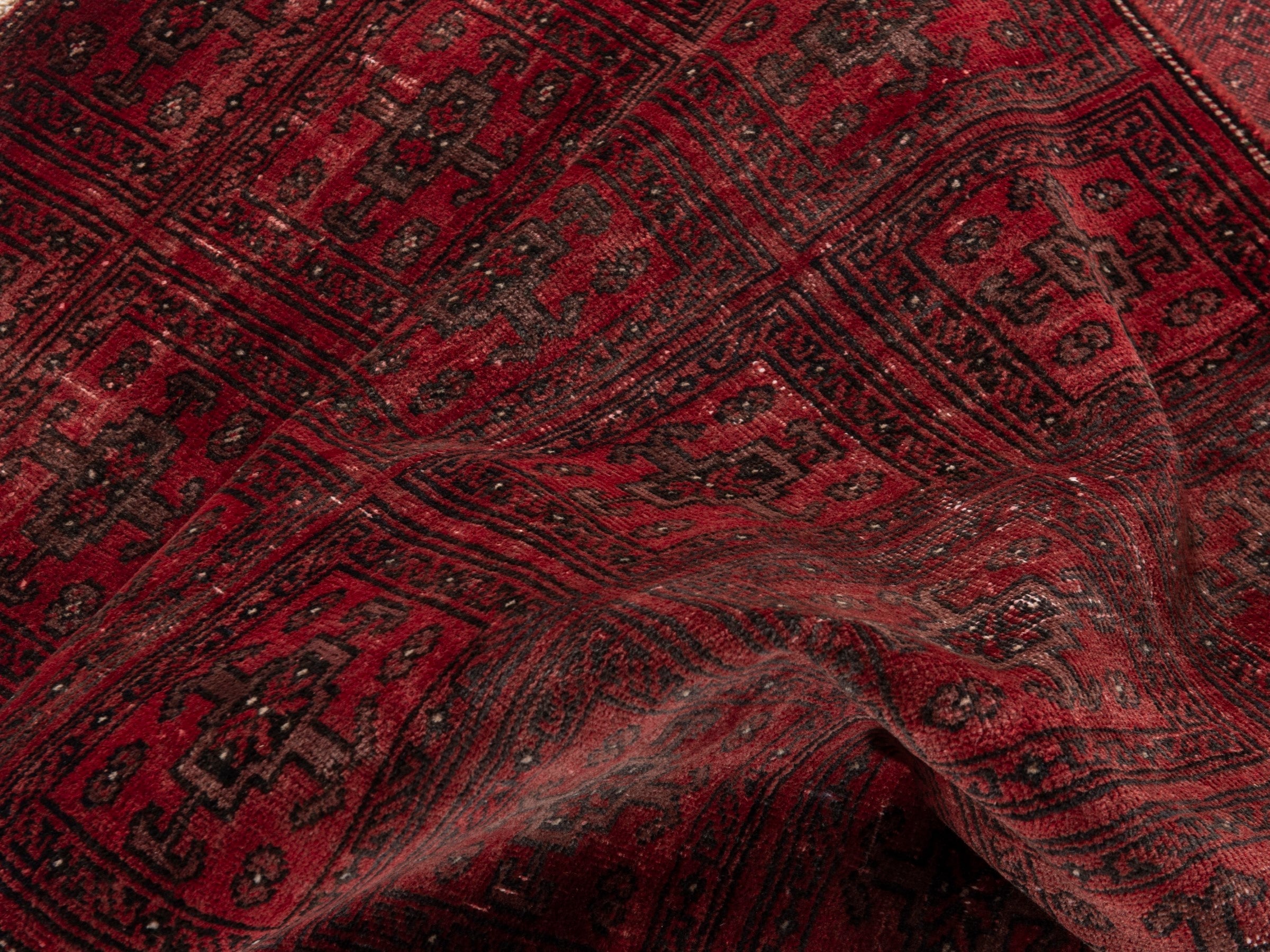 Persian Baluch runner rug in burgundy and deep red, view 15 of 18