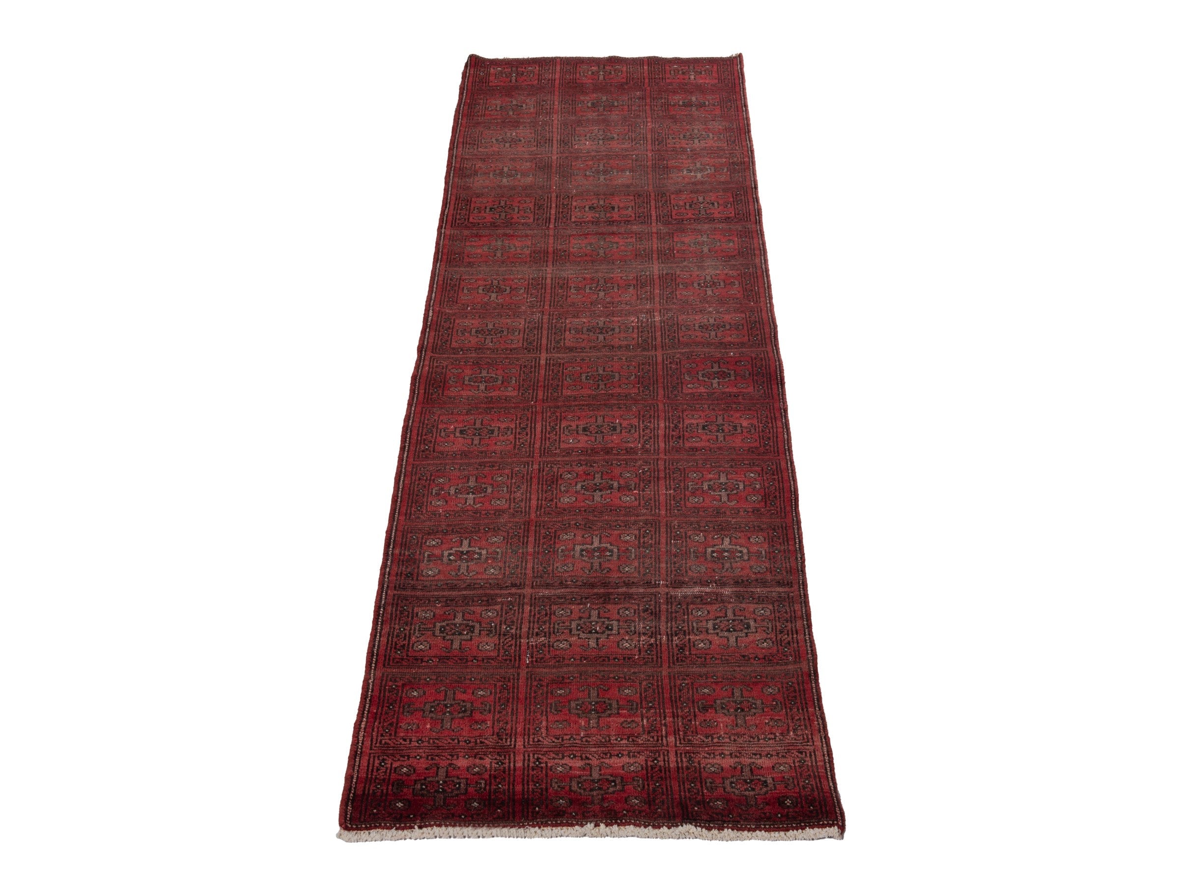 Persian Baluch runner rug in burgundy and deep red, view 3 of 18