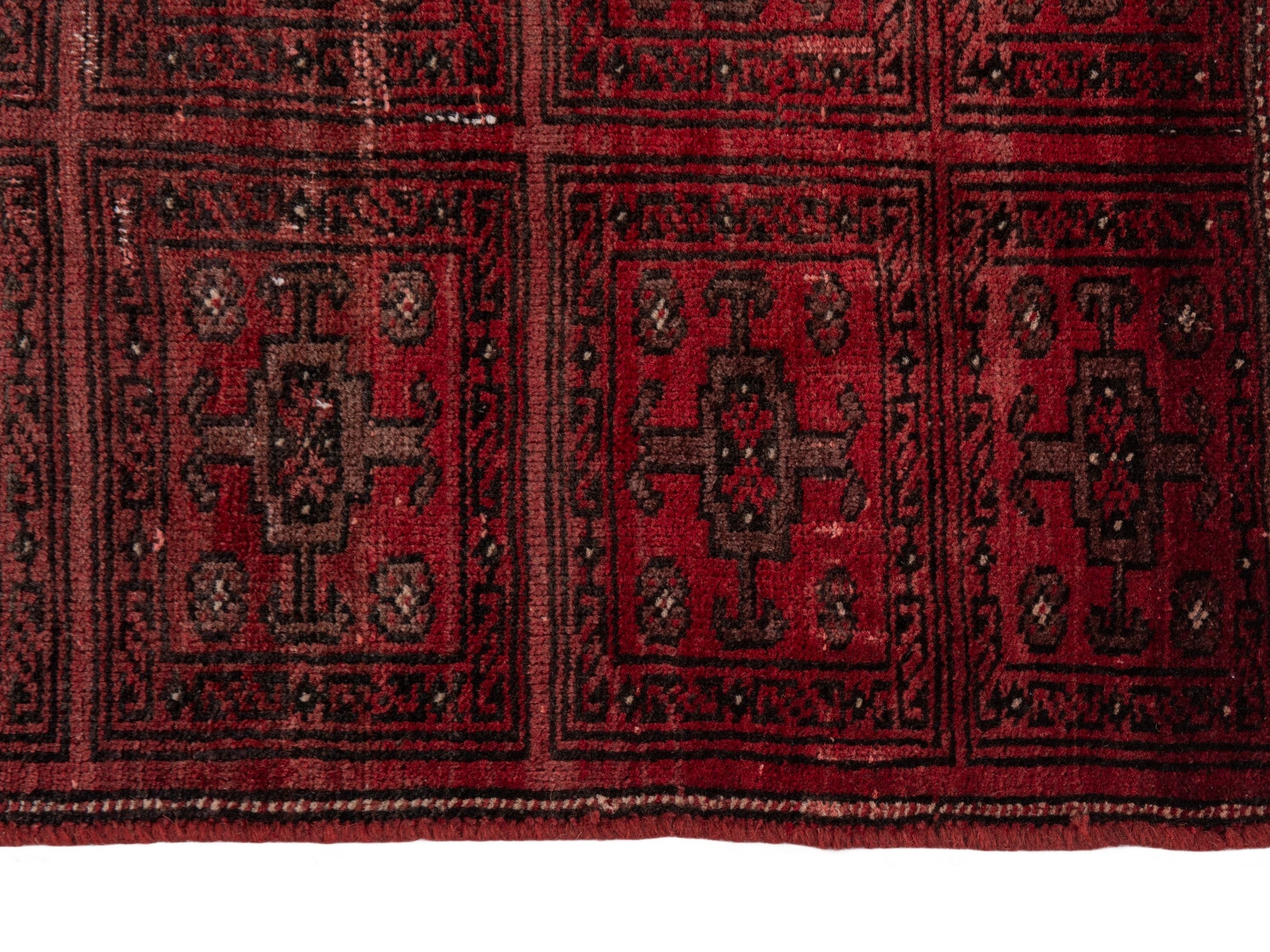 Persian Baluch runner rug in burgundy and deep red, view 5 of 18