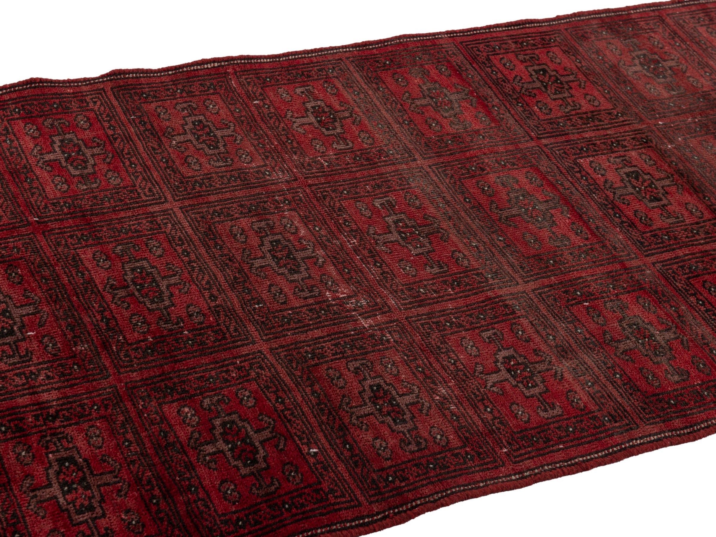 Persian Baluch runner rug in burgundy and deep red, view 8 of 18