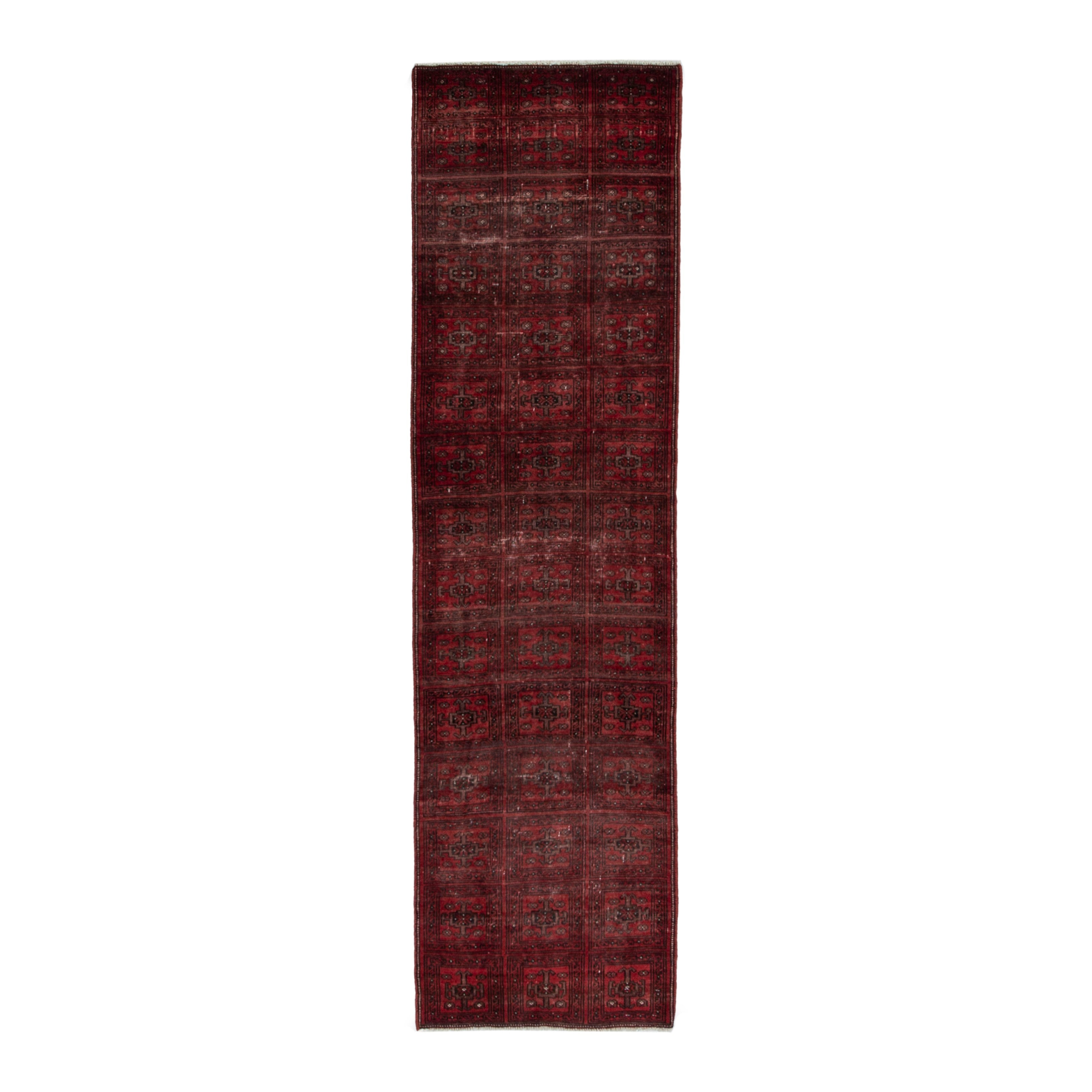 Persian Baluch runner rug in burgundy and deep red, 2'7" x 8'8"