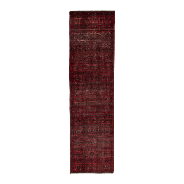 Persian Baluch runner rug in burgundy and deep red, 2'7" x 8'8"