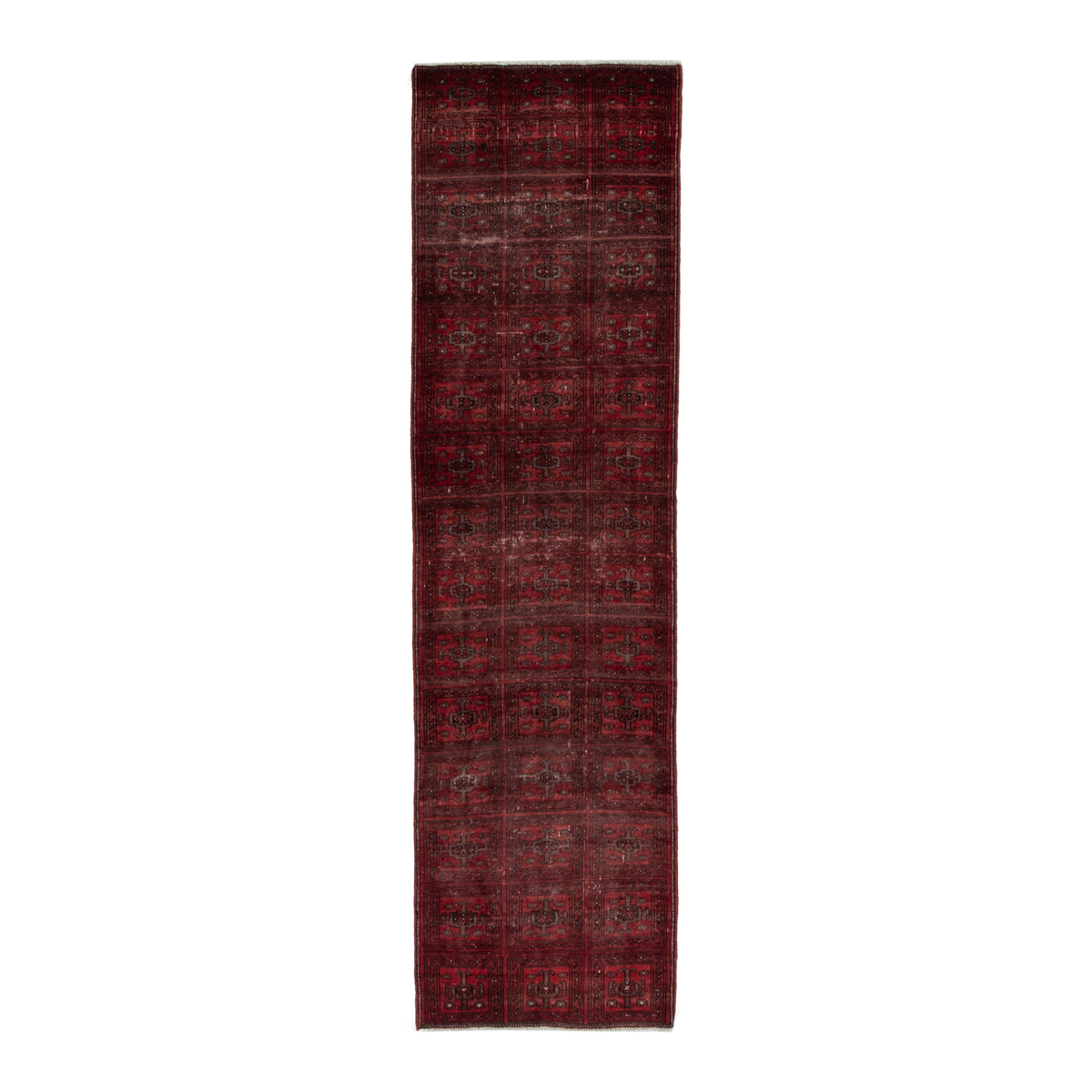 Persian Baluch runner rug in burgundy and deep red, 2'7" x 8'8"