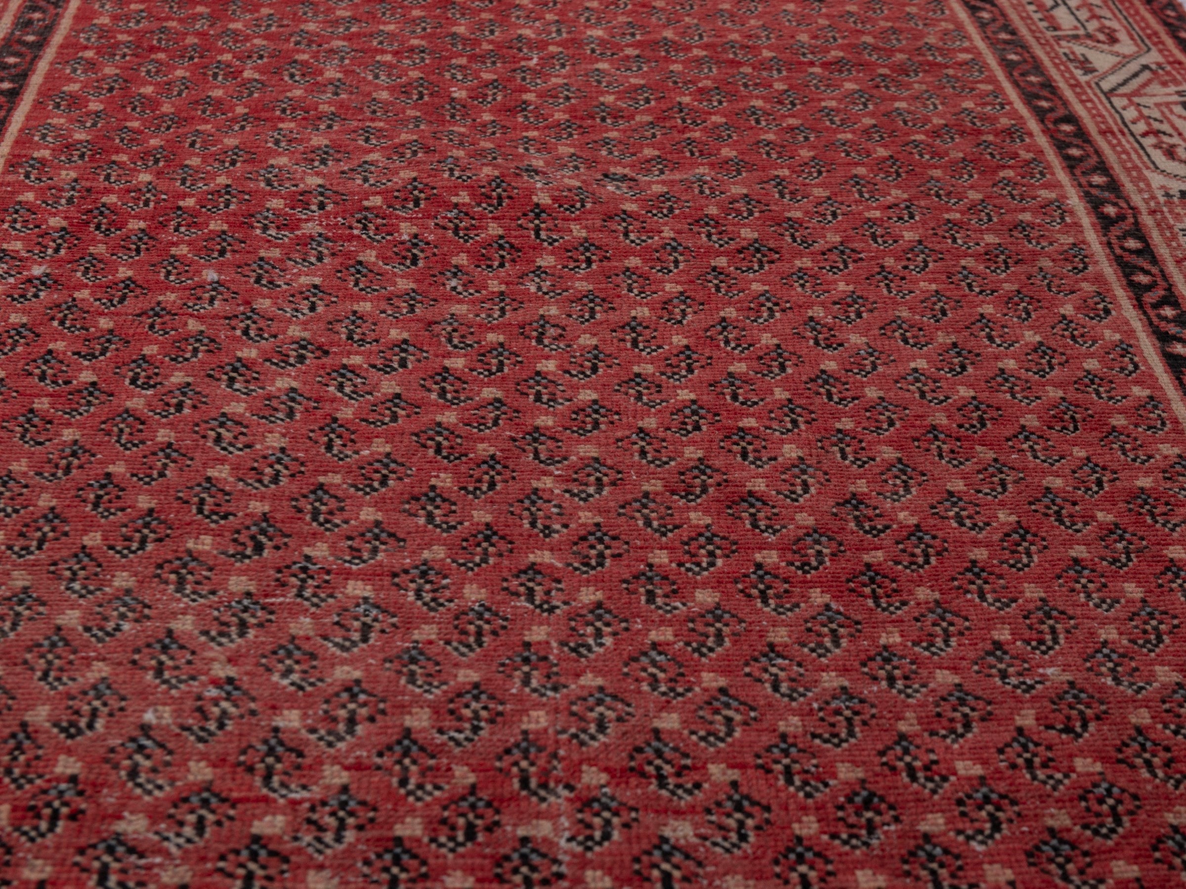 Persian Botteh runner rug in deep red and muted pink, view 10 of 19