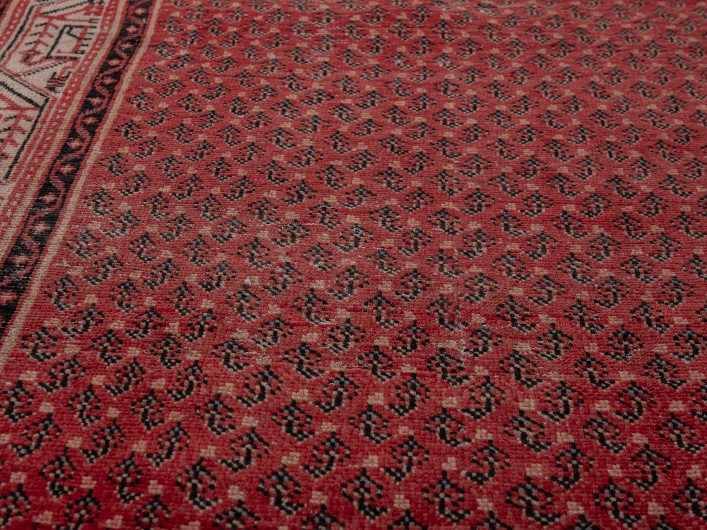 Persian Botteh runner rug in deep red and muted pink, view 11 of 19