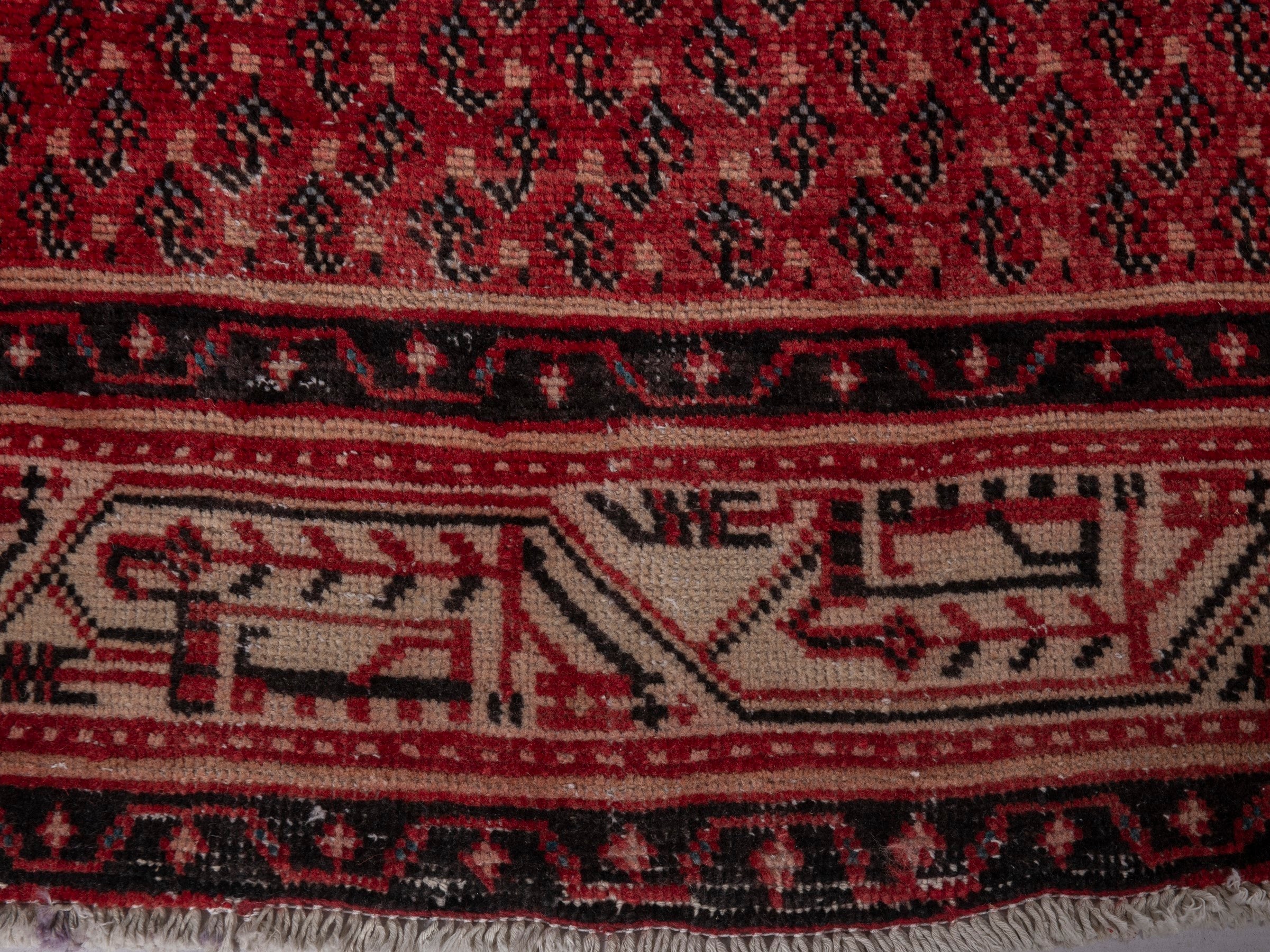 Persian Botteh runner rug in deep red and muted pink, view 12 of 19