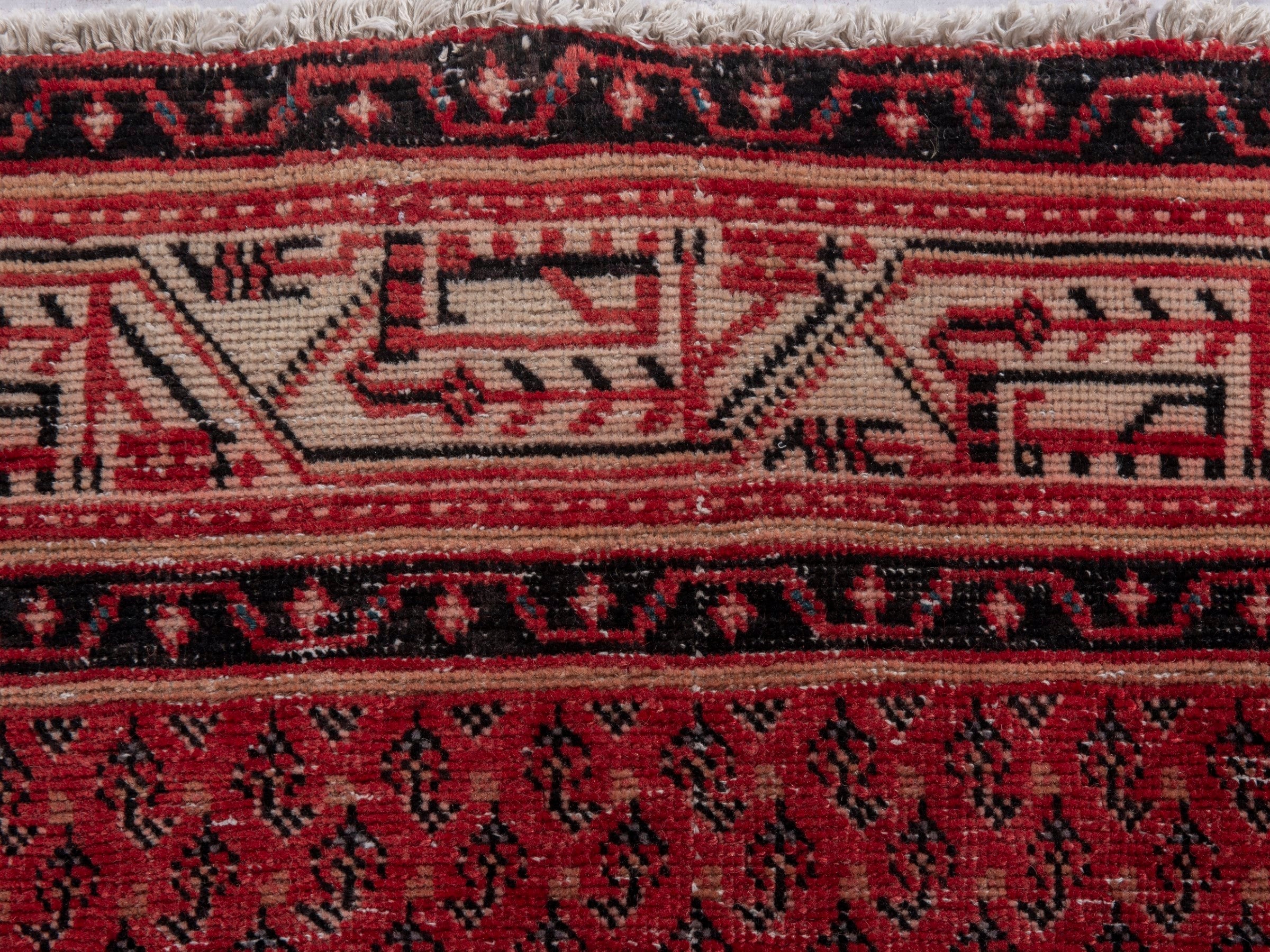 Persian Botteh runner rug in deep red and muted pink, view 14 of 19