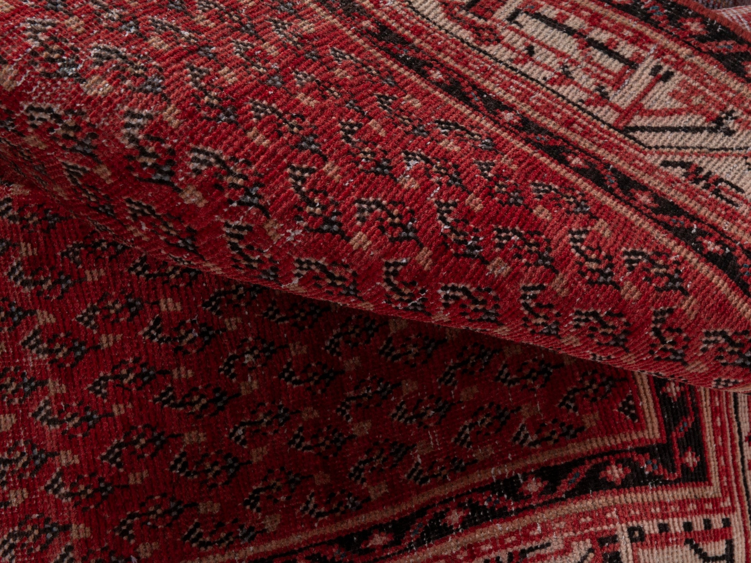 Persian Botteh runner rug in deep red and muted pink, view 15 of 19