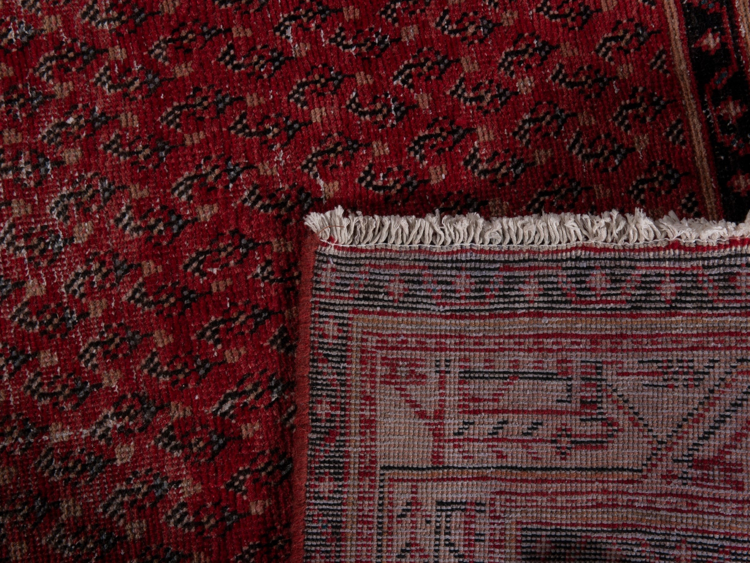 Persian Botteh runner rug in deep red and muted pink, view 19 of 19