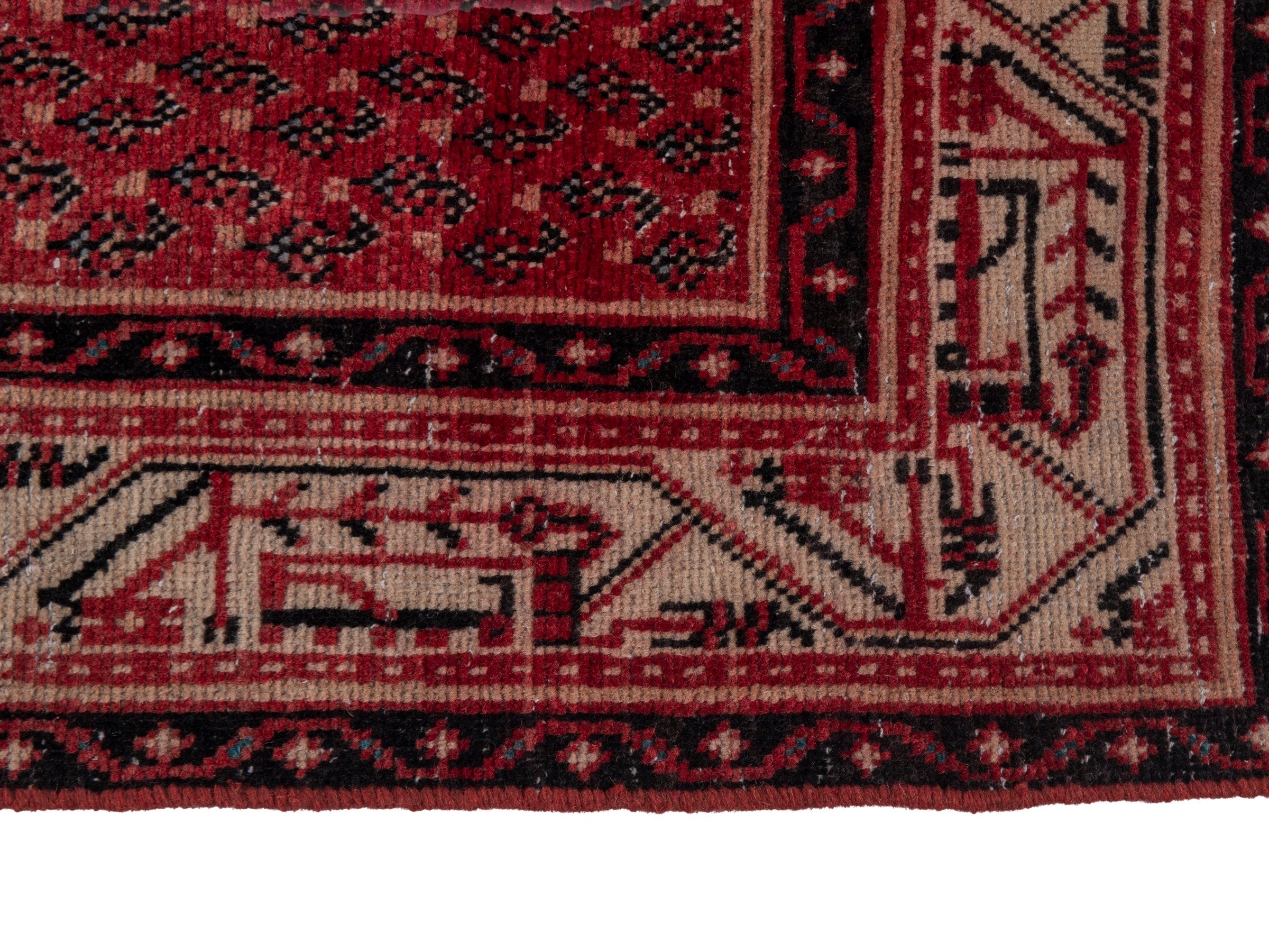 Persian Botteh runner rug in deep red and muted pink, view 5 of 19