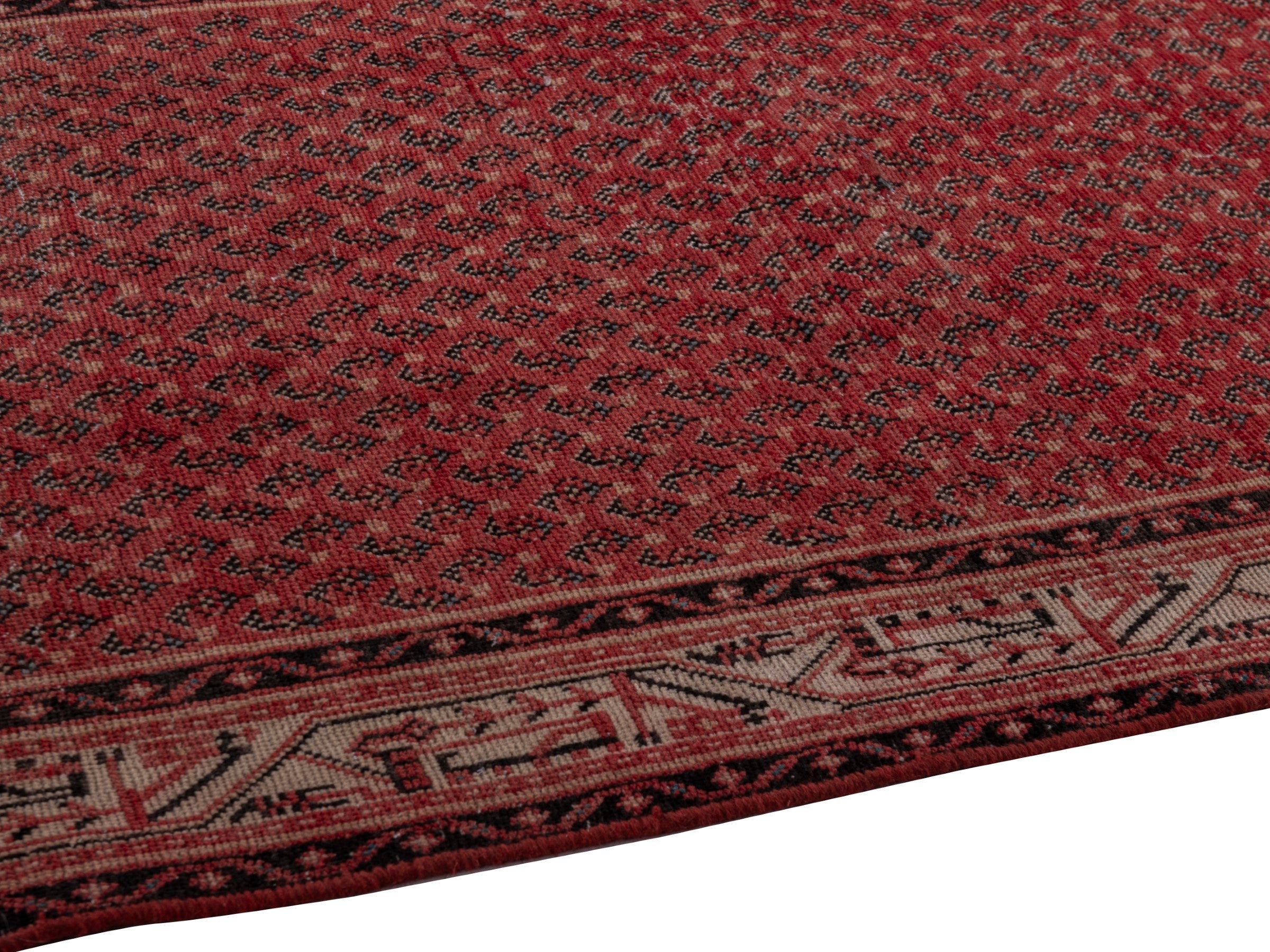 Persian Botteh runner rug in deep red and muted pink, view 8 of 19