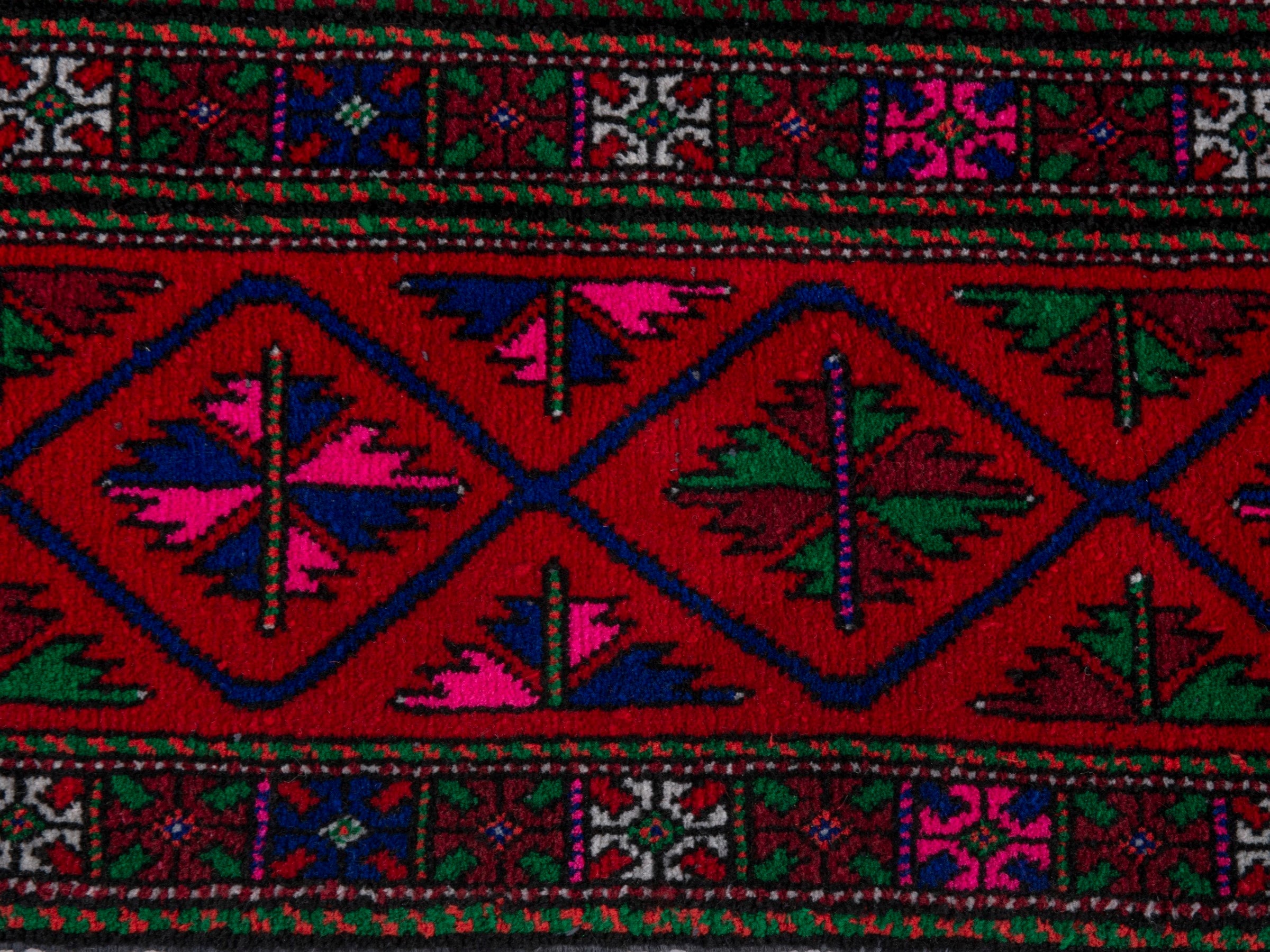Persian Baluch runner rug in burgundy and magenta, view 11 of 16